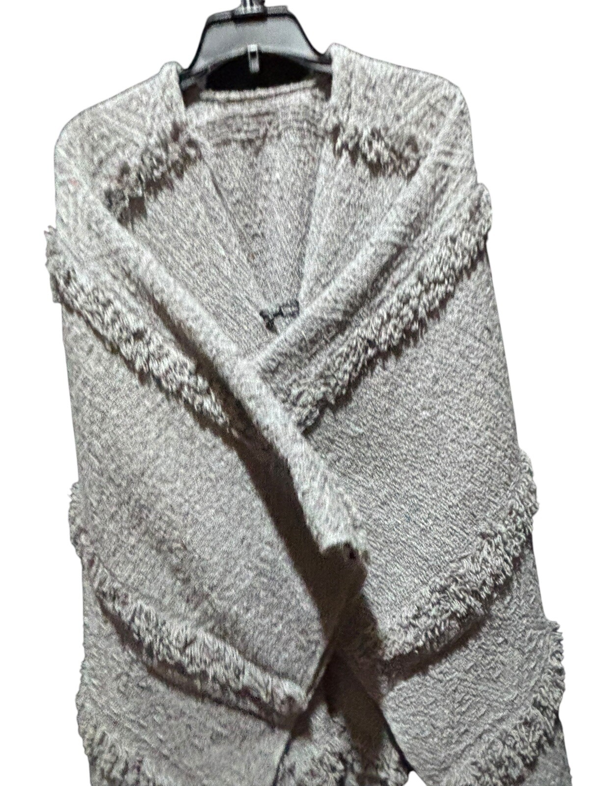 VTG Handmade Heavy Grey Poncho Unisex L Boho EUC