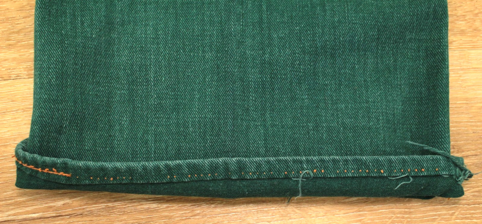 VTG Womens 70s Hunter Green Denim Snap Button Fly Bell Bottom Jeans Sz 28″ 1970s