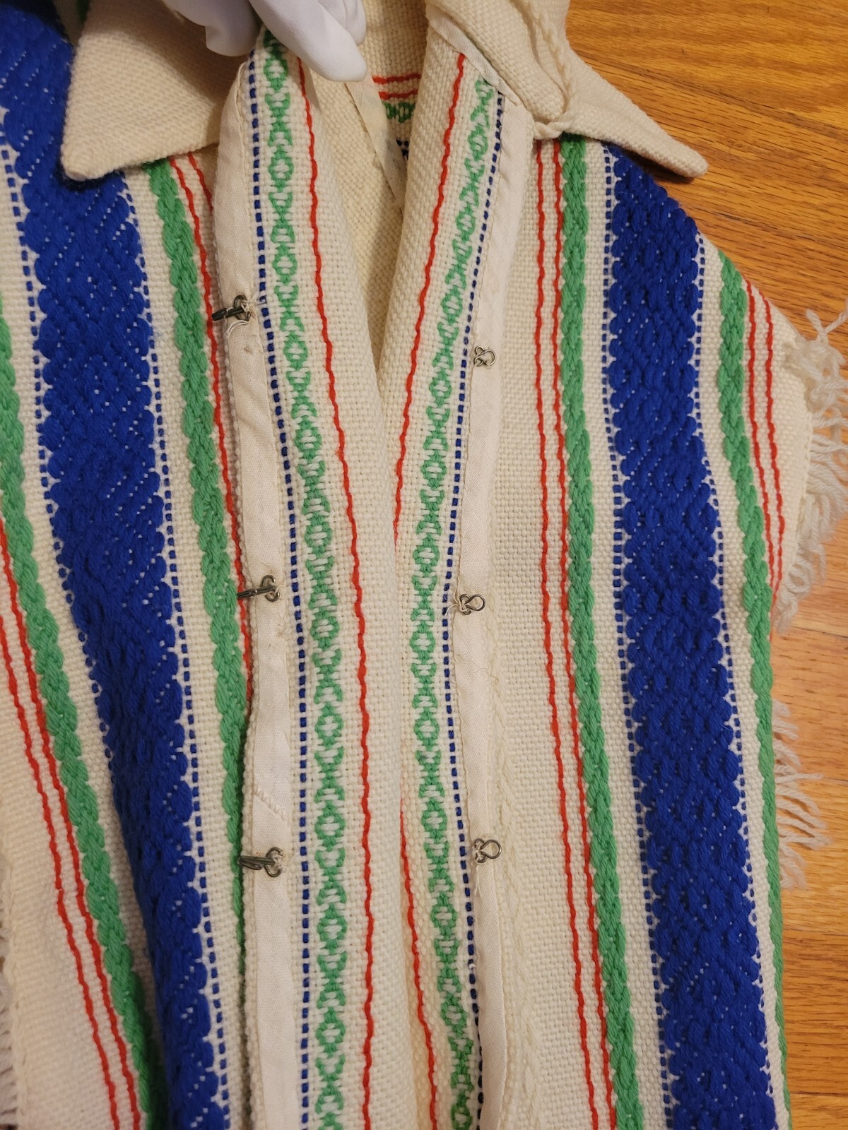 VTG ITA Industria Argentina Wool Poncho Vest Collar Wmn’s Unisex Handmade OSFM