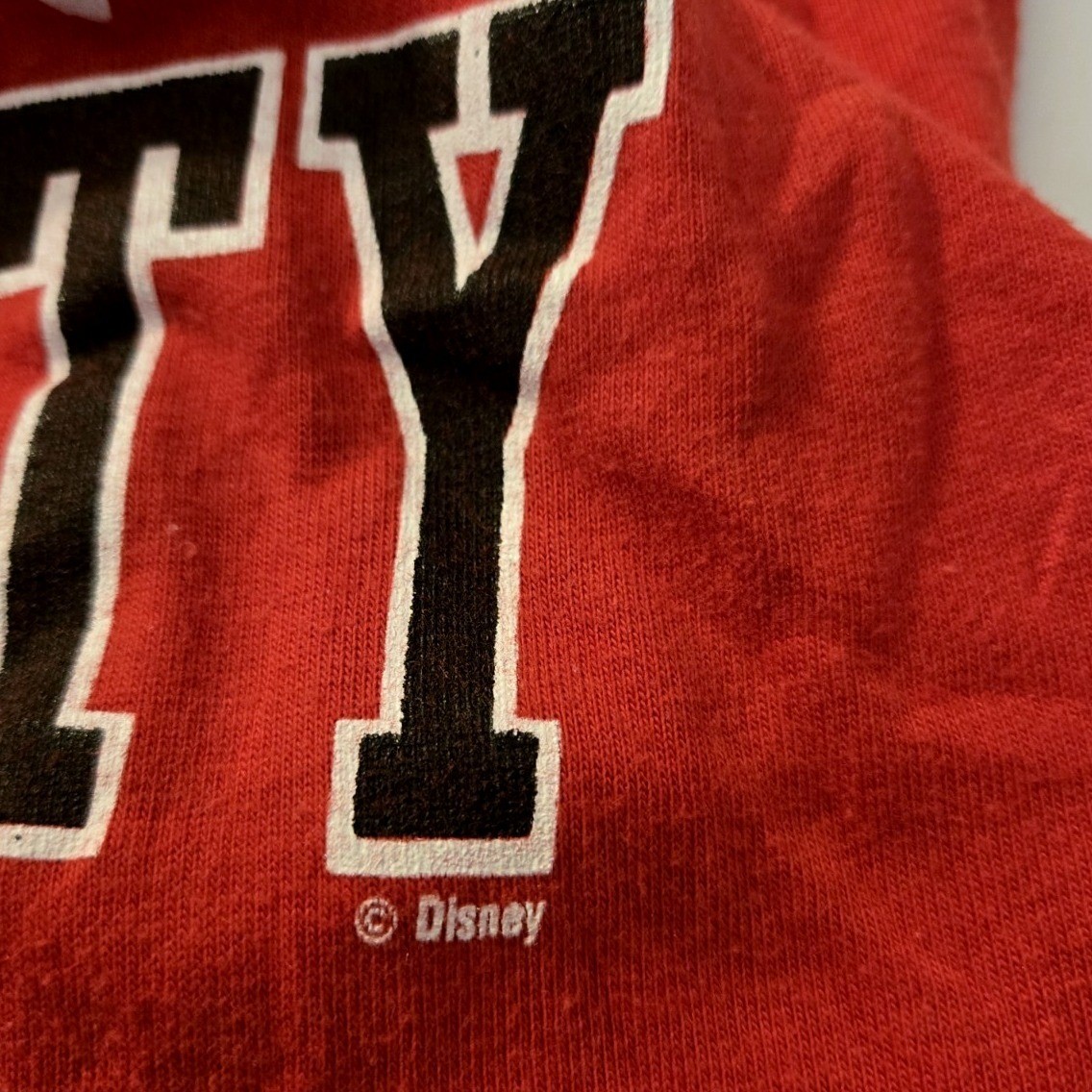 Vintage Disney University Artex Jersey Shirt Red Striped Sleeve V-Neck Medium