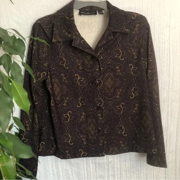 Vintage 90s BRIGGS NEW YORK woman SZ PS dressy work career blazer jacket paisley