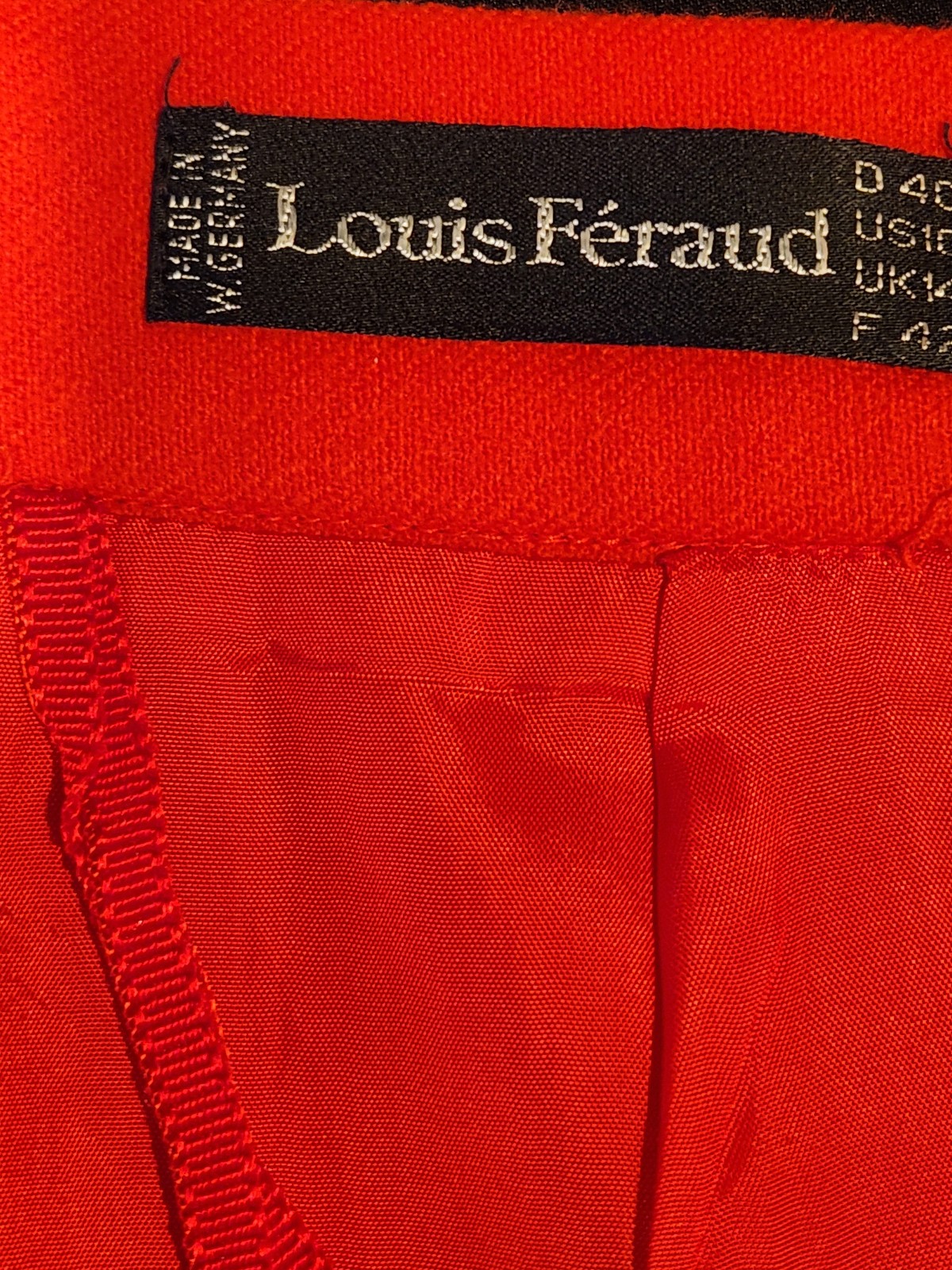 VTG. LOUIS FERAUD RED SKIRT 100% PURE NEW WOOL MADE IN W. GERMAN SIZE 10
