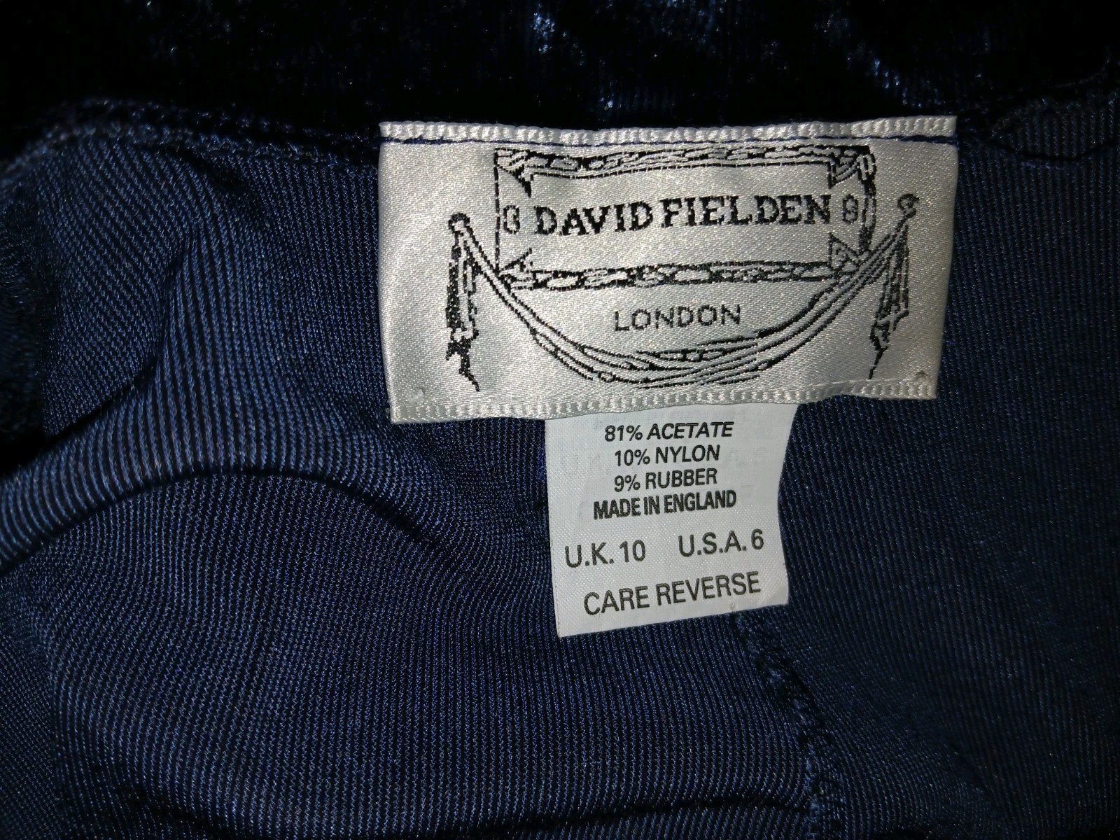 Vintage David Fielden London Blue Velvet 2pc Bodysuit & Flared Pants UK 10 US 6