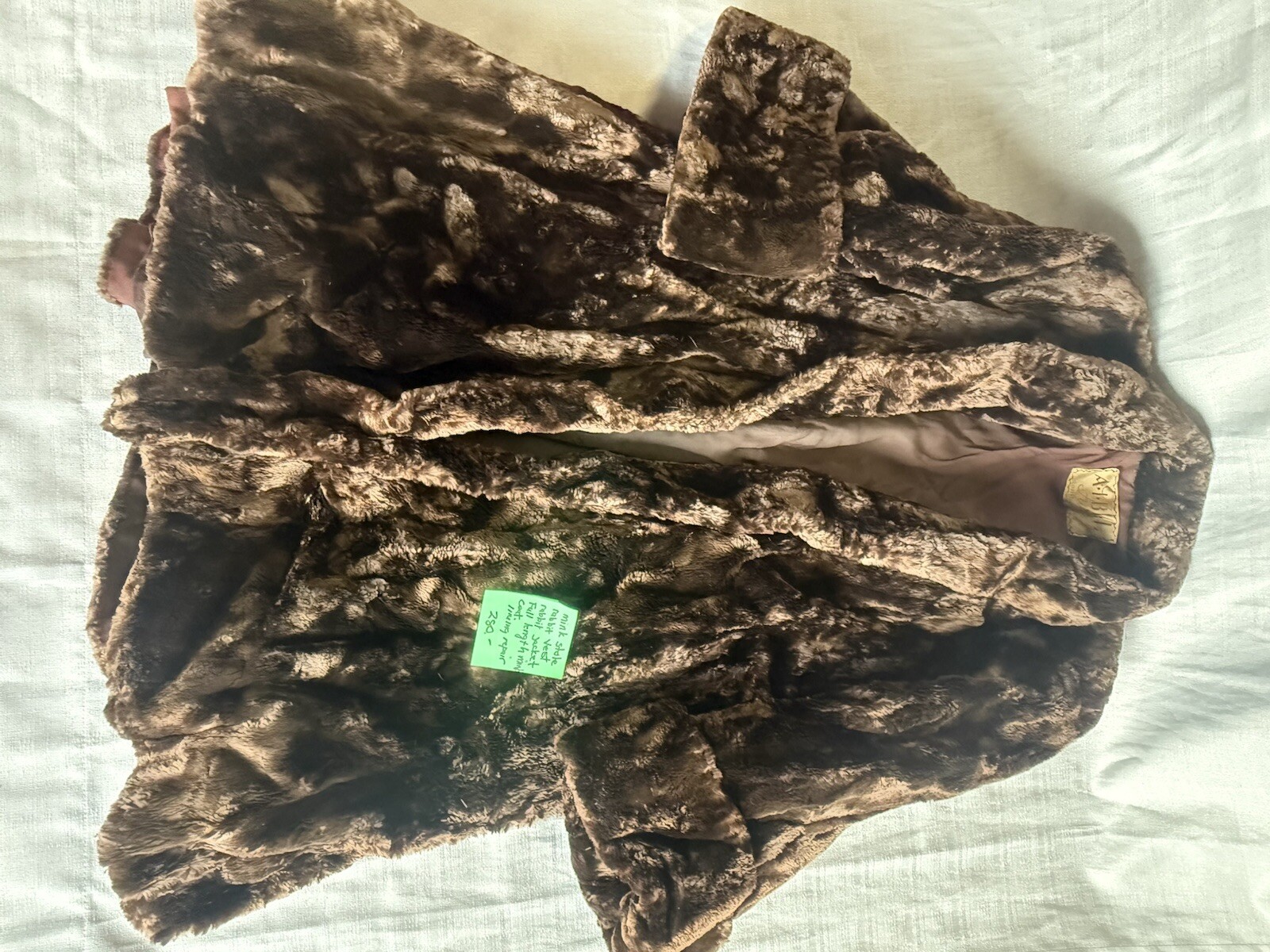 Mink Full Length Coat, Mink Stole, Rabbit Vest, Rabbit Jacket. Needs Repair A25