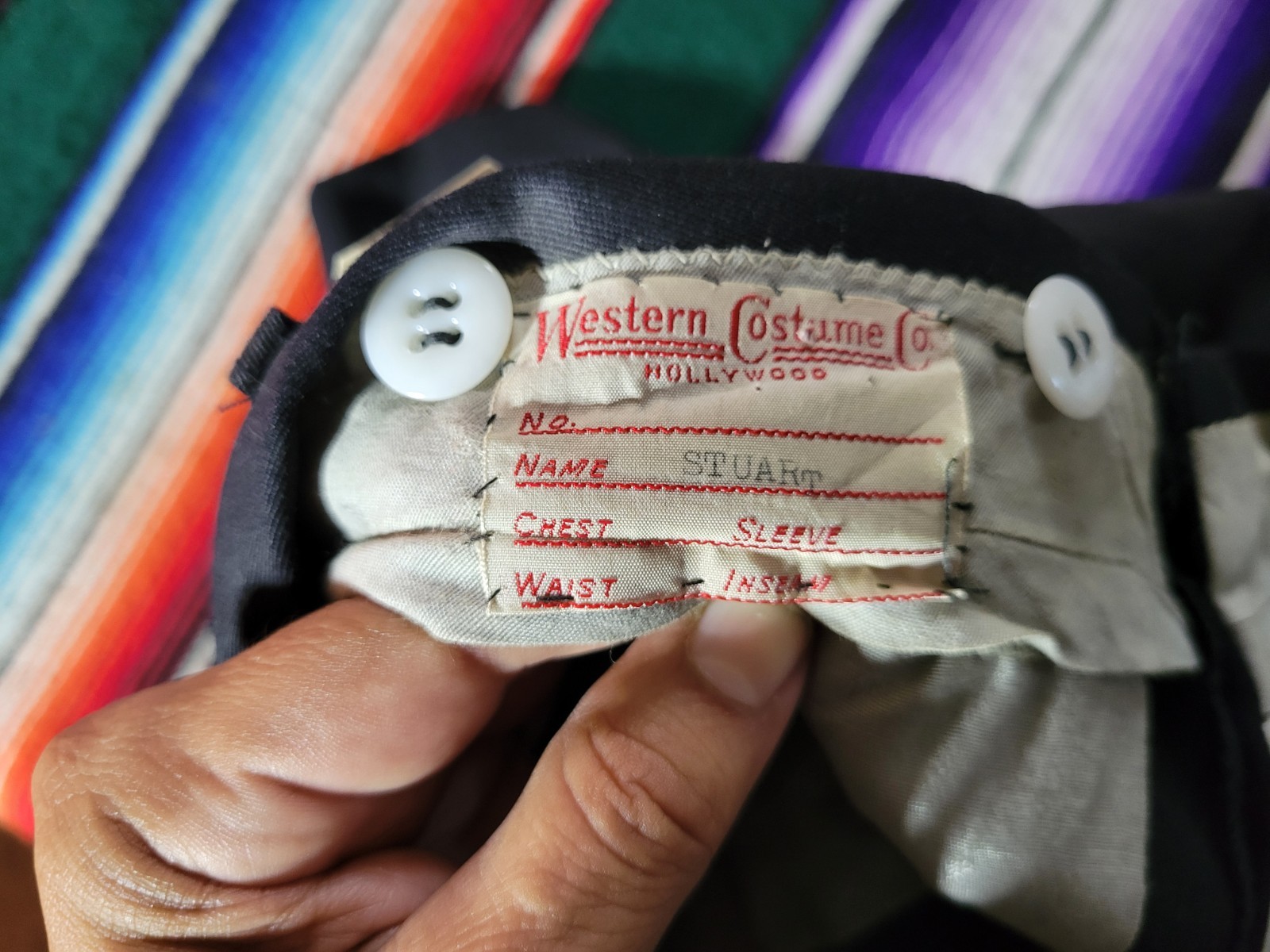 Vintage Western Costume Co. Hollywood Pants Name Stuart Size Waist 27 Inseam 28