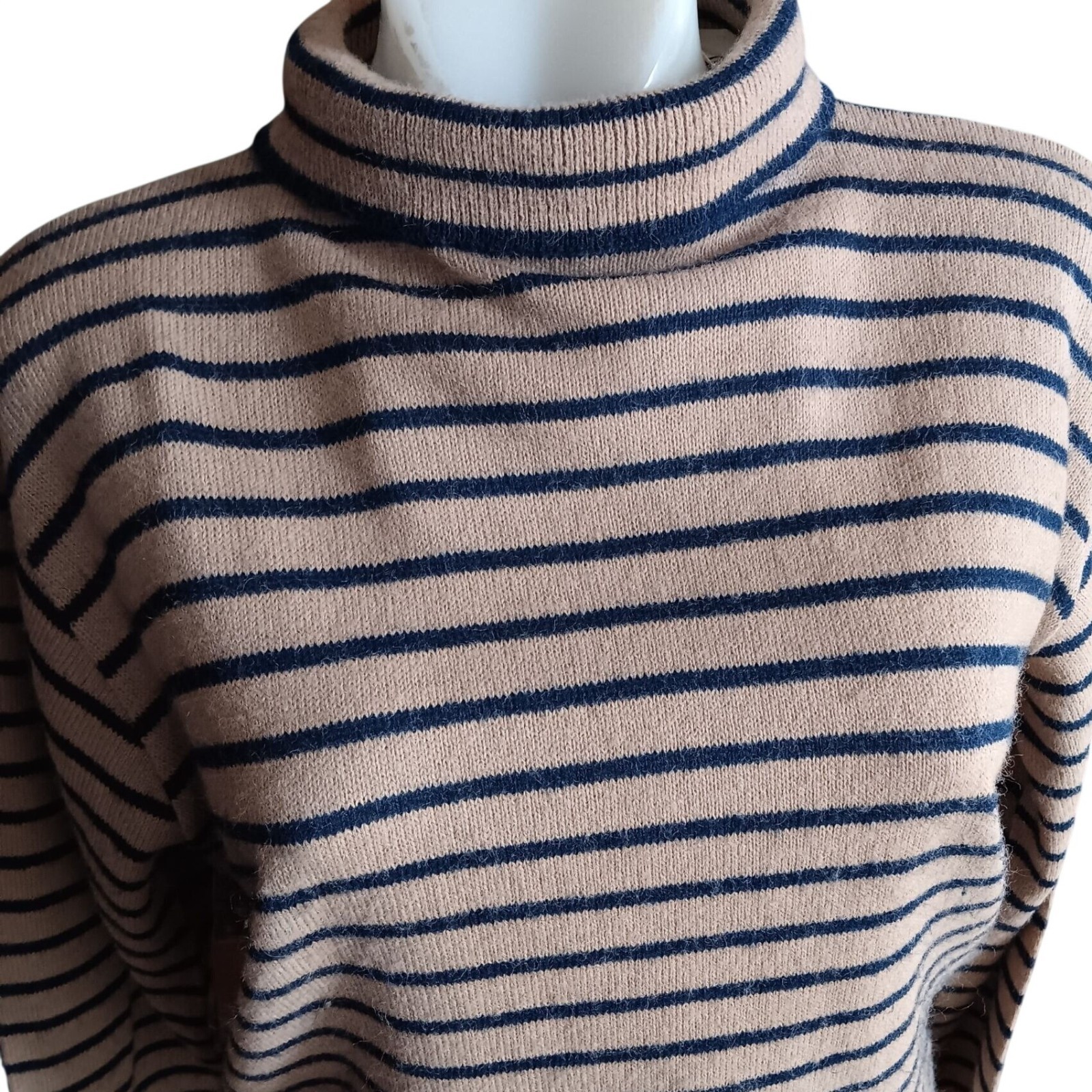 Medium Vintage 1960’s Mock Neck Sweater Top Mod Striped Back Zipper Shirt