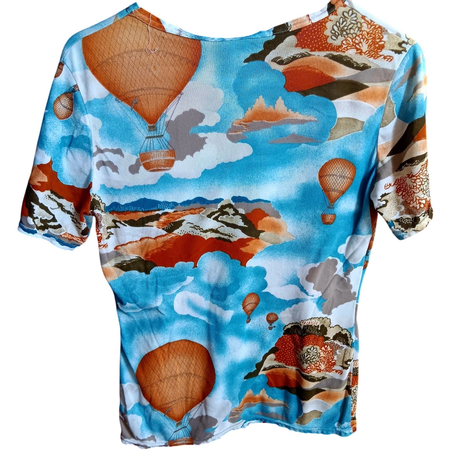 True Vintage Disco T-shirt Hot Air Balloon AOP Print Acetate/Nylon 1970’s