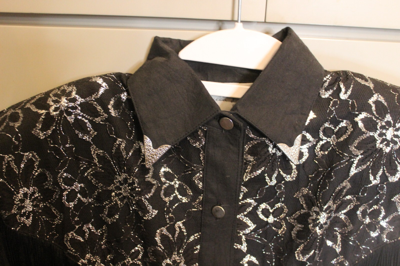 Vintage 1980’s Rockabilly Swing Lilia Guilty & Silver Black Western Dress Small