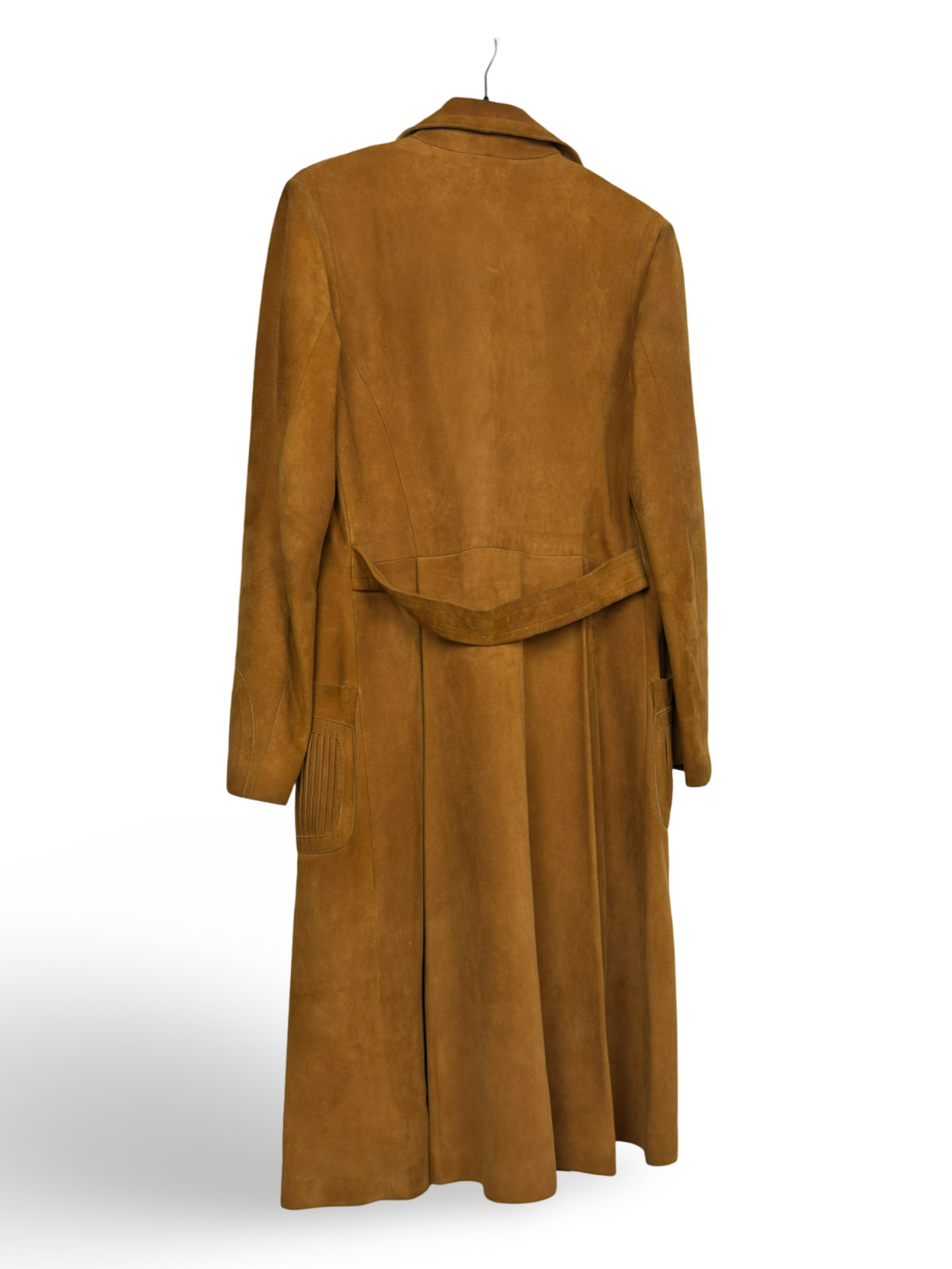Vintage LOEWE Suede Trench Coat Leather 1970s /1980s Size FR 42 / Caramel Ochre