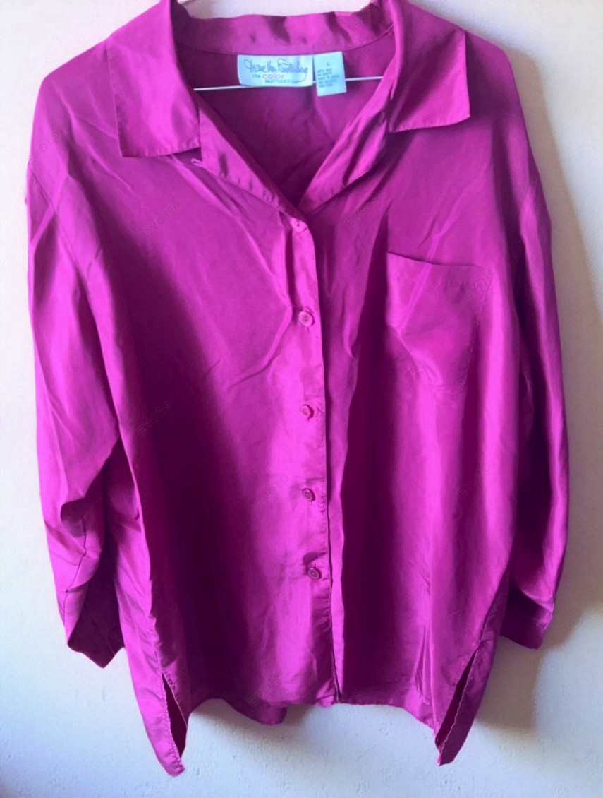Vintage DVF Pink Button Down Silk Blouse. Large