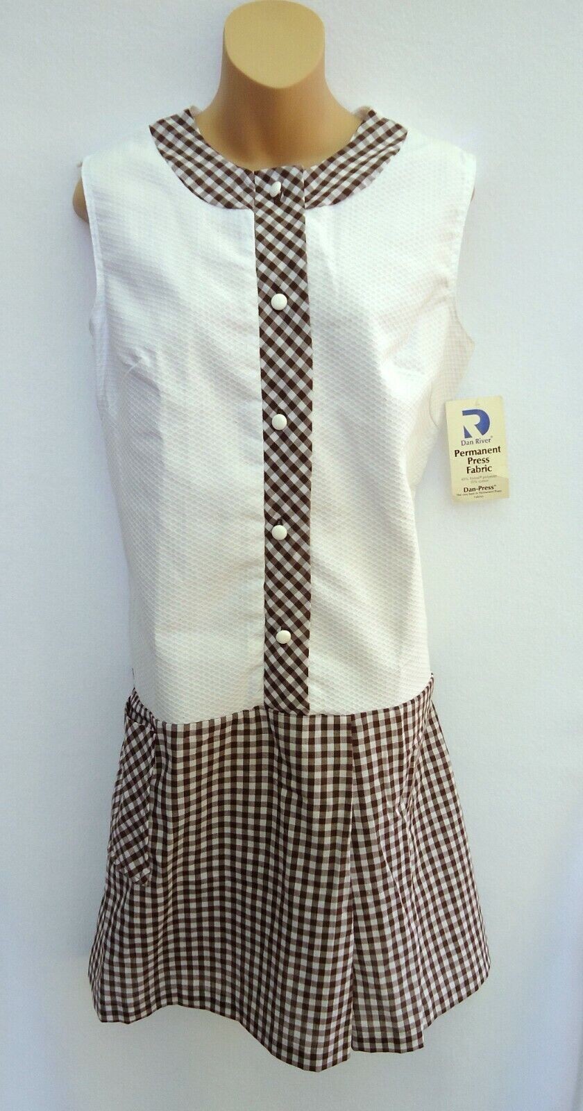 Vintage Dan River Women’s 18 Dress Shortall Sleeveless Perm Press Gingham NWT