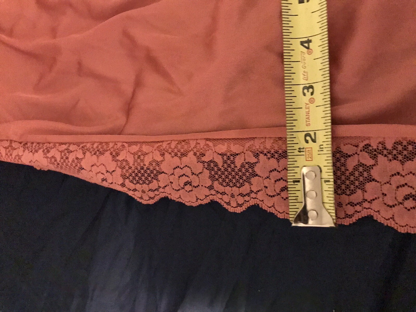 Vtg M Tall Lady Cameo Salmon Soft Nylon Nightgown Negligee Gown Lace