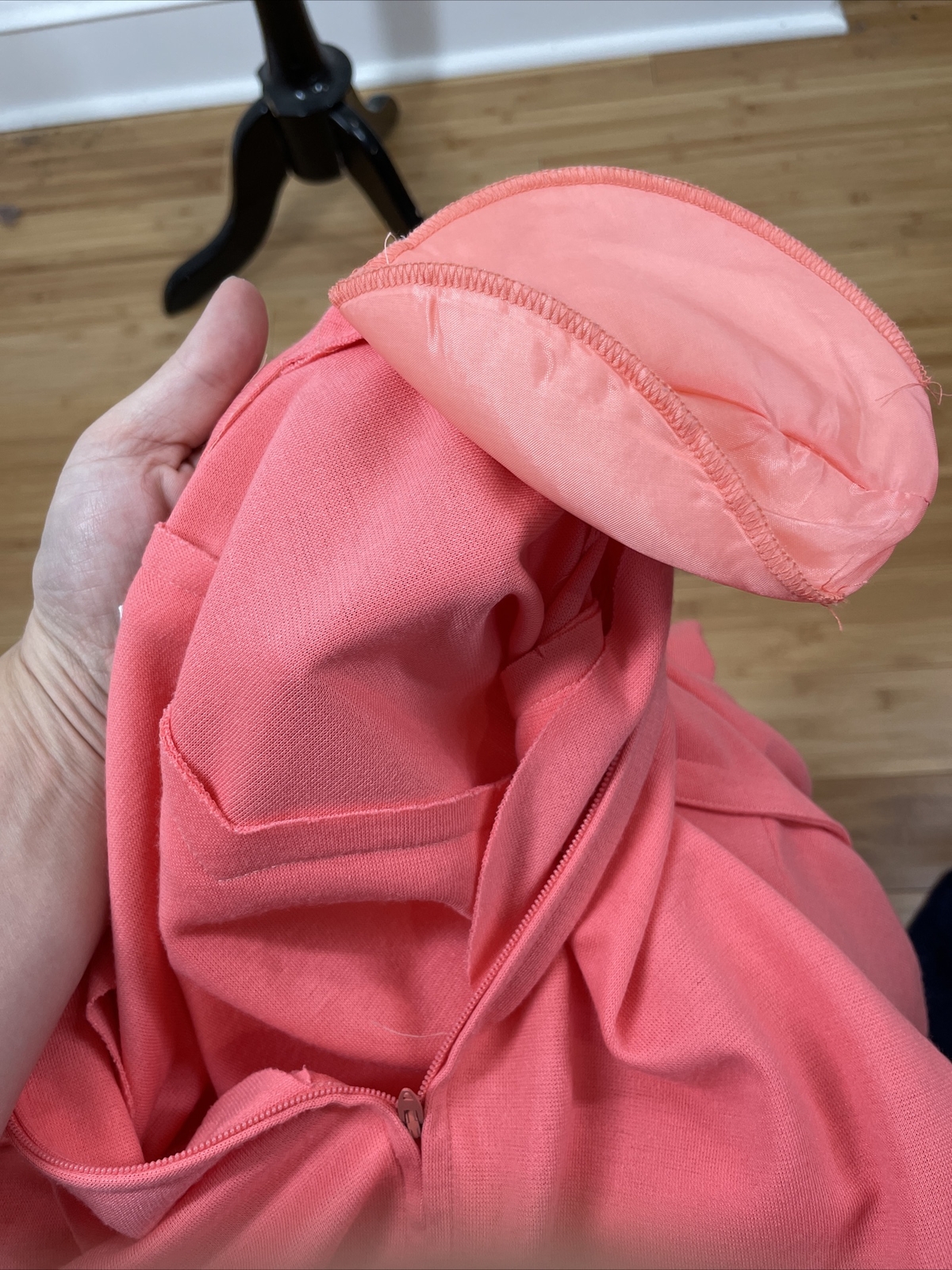 Vtg 60s Schrader Sport M/L 42″ Chest Coral Pink Orange Knit Dress