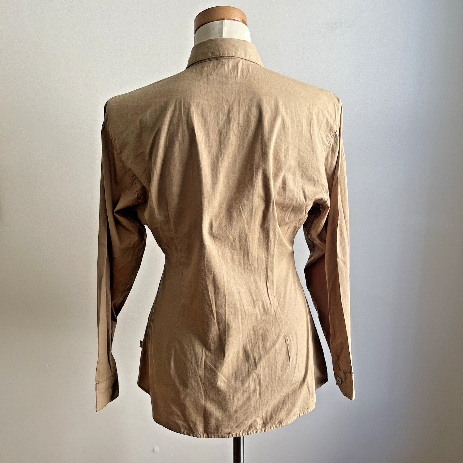 Vintage 80s Georges Marciano GUESS Shirt Button Collar Brown Cotton USA Made 3