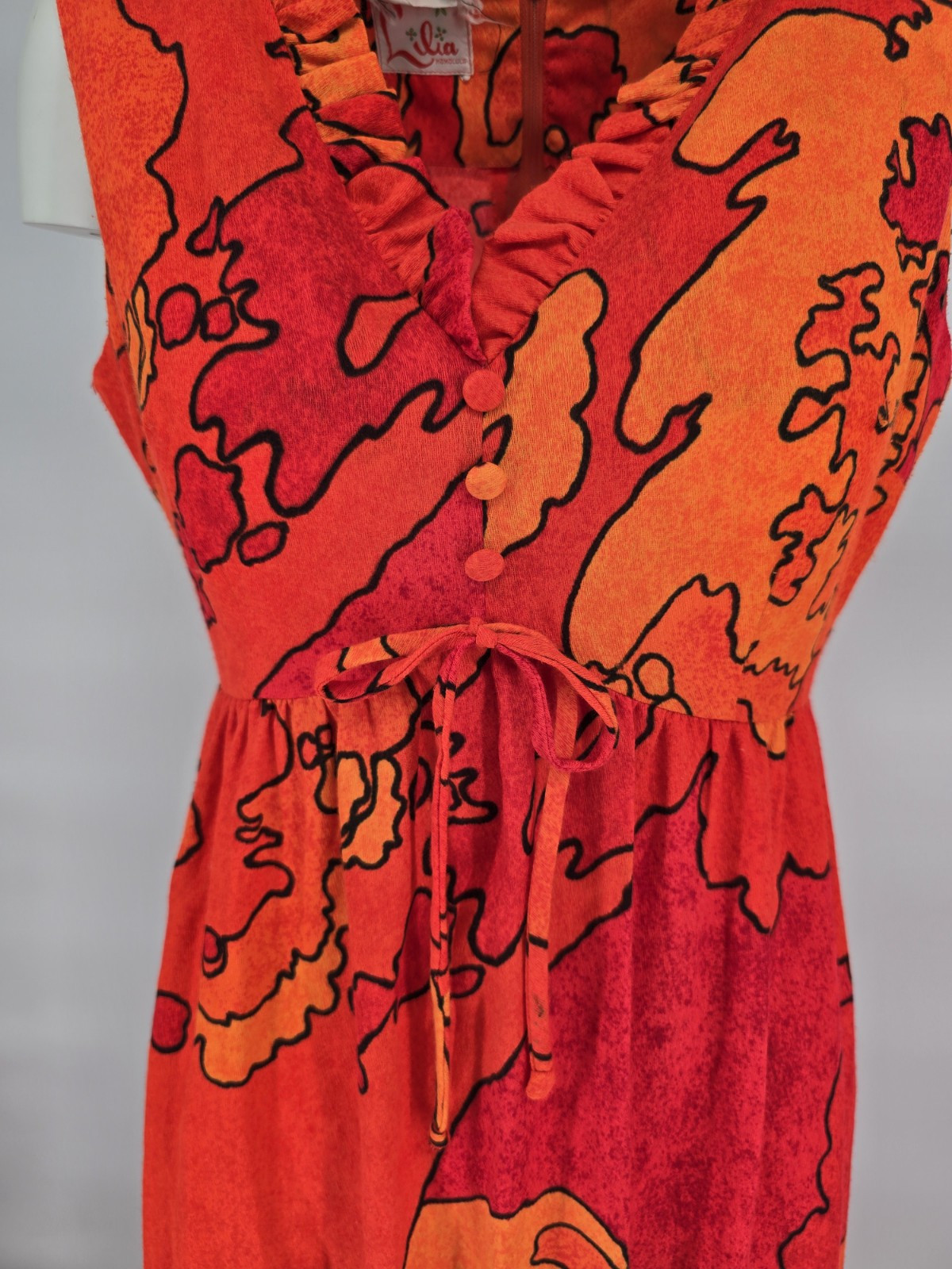 True Vintage 60s 70s Liberty House Lila Honolulu Dress Orange Red Mod Pop Art