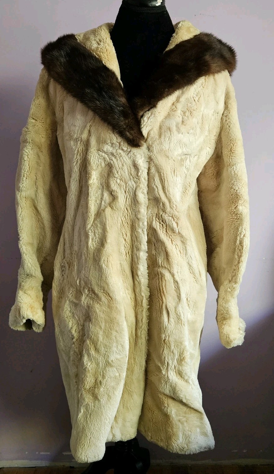 Vintage 1950s Schiaparelli Paris Blonde Rabbit Fur Coat Designer + Stole