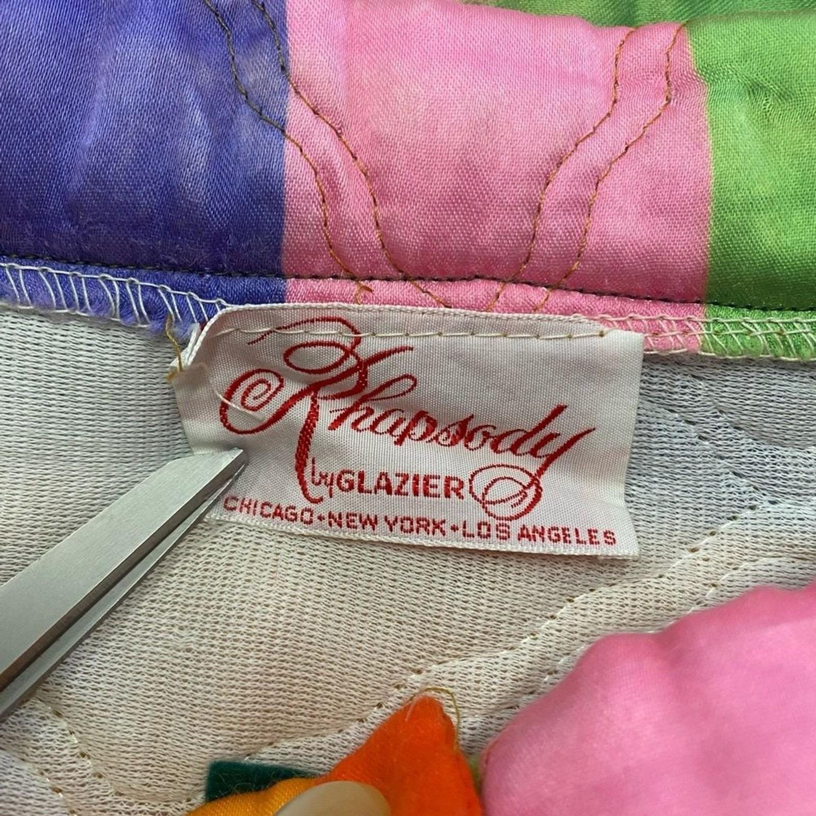 Vintage Rhapsody By Glazier Quilted Striped Maxi Skirt Small Medium Rainbow