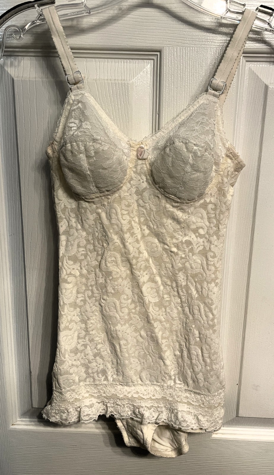 Vtg 1960s/1970s SEARS 34A Shapewear Bodysuit Trim Full Body Shaper Girdle IVORY