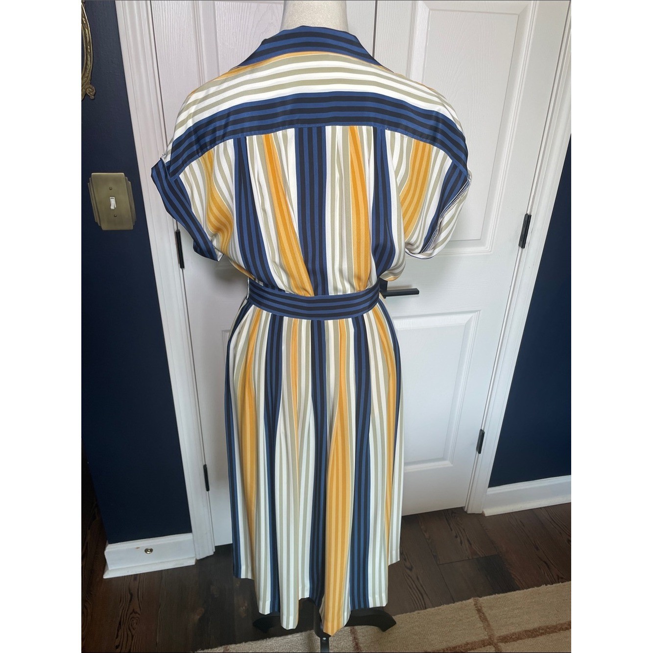 Vintage Liz Claiborne Striped Collared Matching Skirt Blouse Set Size 8