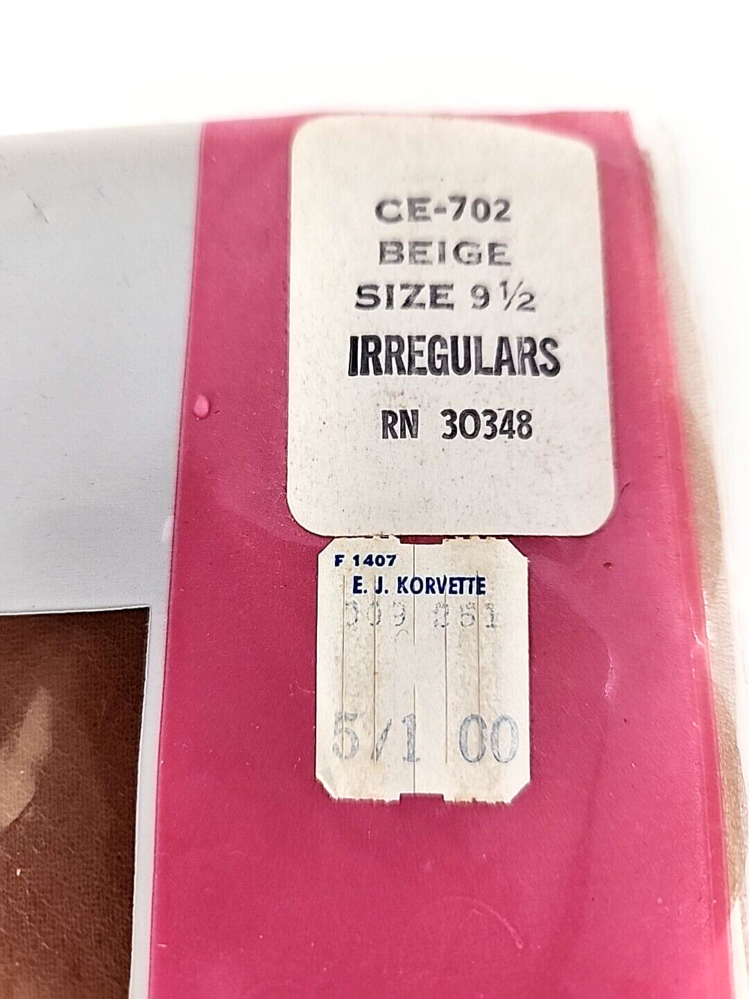 Vintage Lovely Hosiery Micro Seamless Beige Size 9 1/2 IRREGULARS NIP *Mark READ