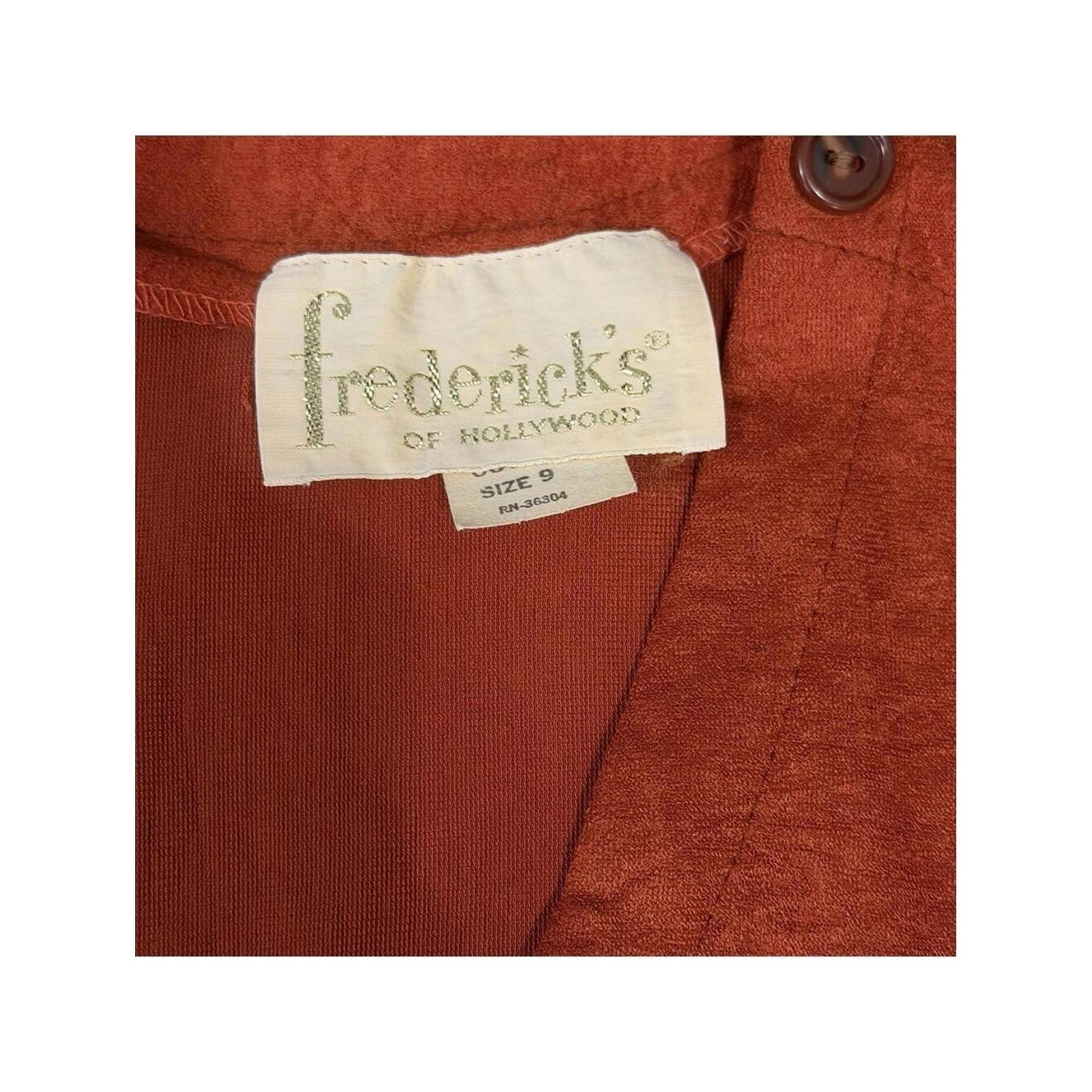 Frederick’s of Hollywood Faux Suede Button Midi Dress Terracotta S Vintage Boho