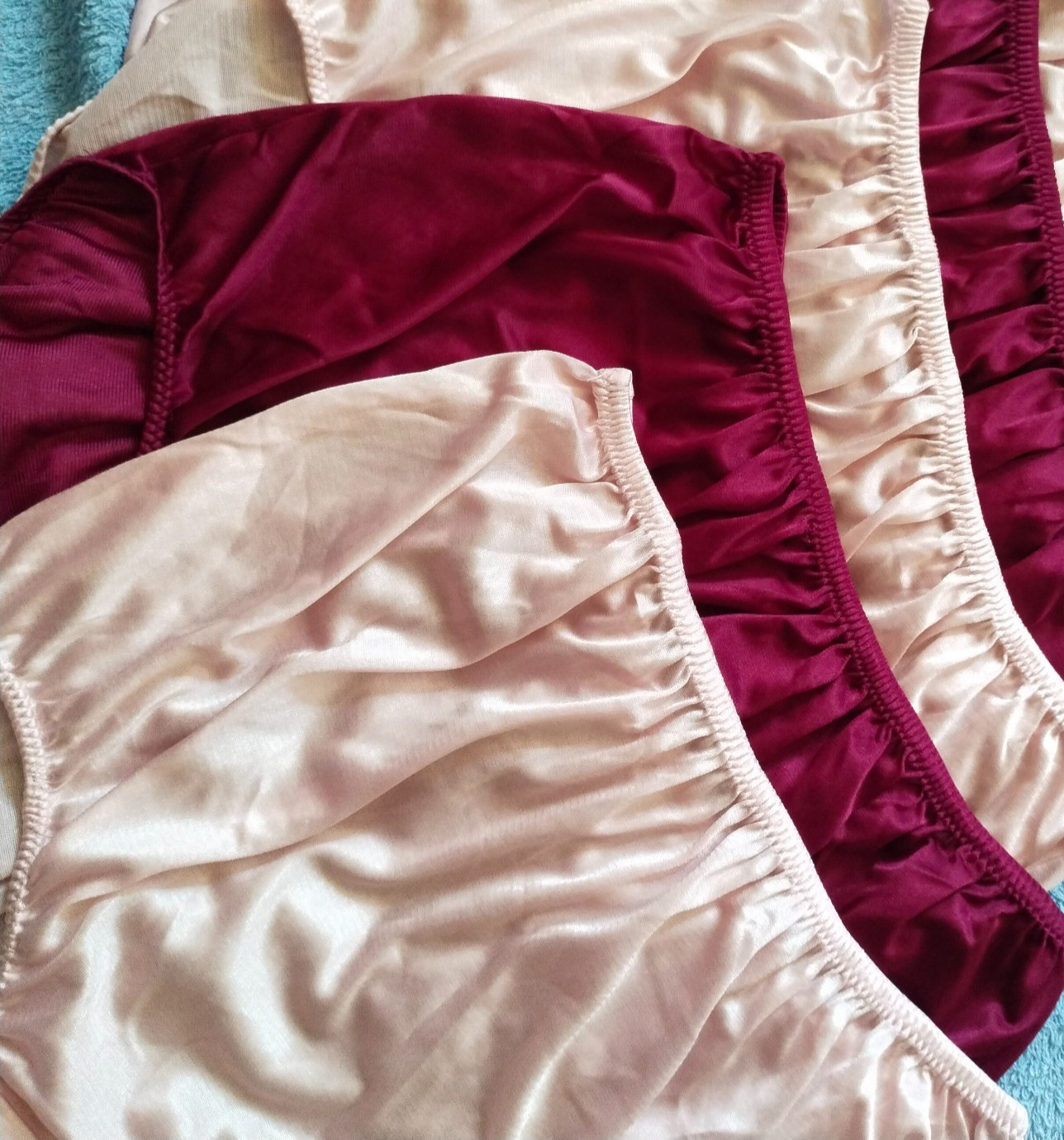 4 Nylon Panties/ High Waisted/ Double Nylon Layer Crotch/ Red & Light Pink/ XXL