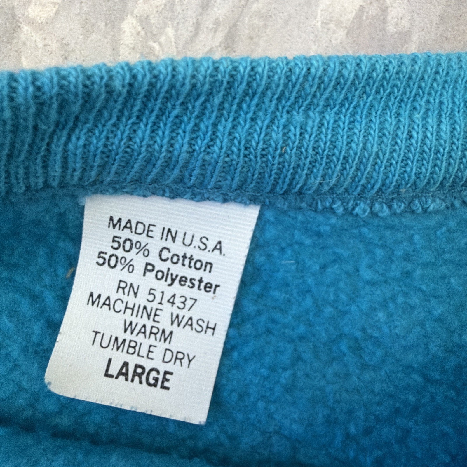 Vintage USA 1980s Teal Crewneck Sweater Crop Top Size L THC Tape Head Co.