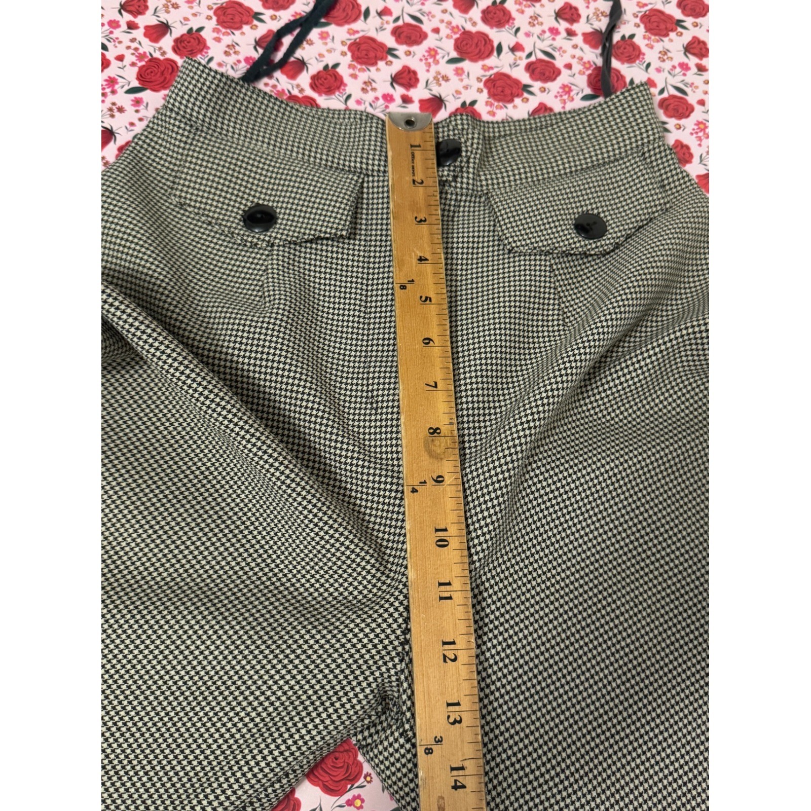 Vintage La Belle Houndstooth High Waisted Trousers Straight Leg Pants Size 3 d3
