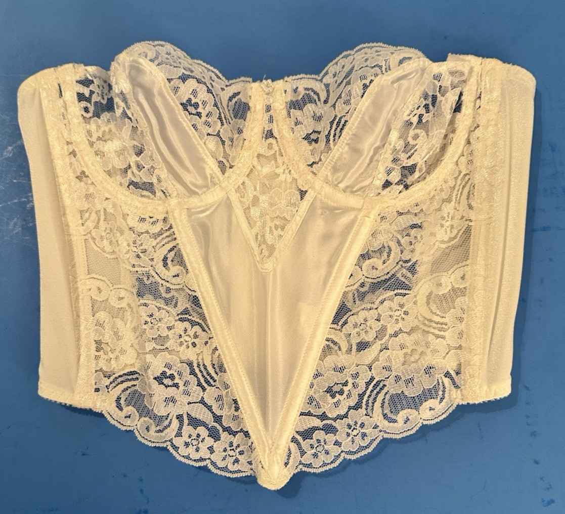 Christian Dior Intimates Vintage White Lace Bustier Corset – 36B