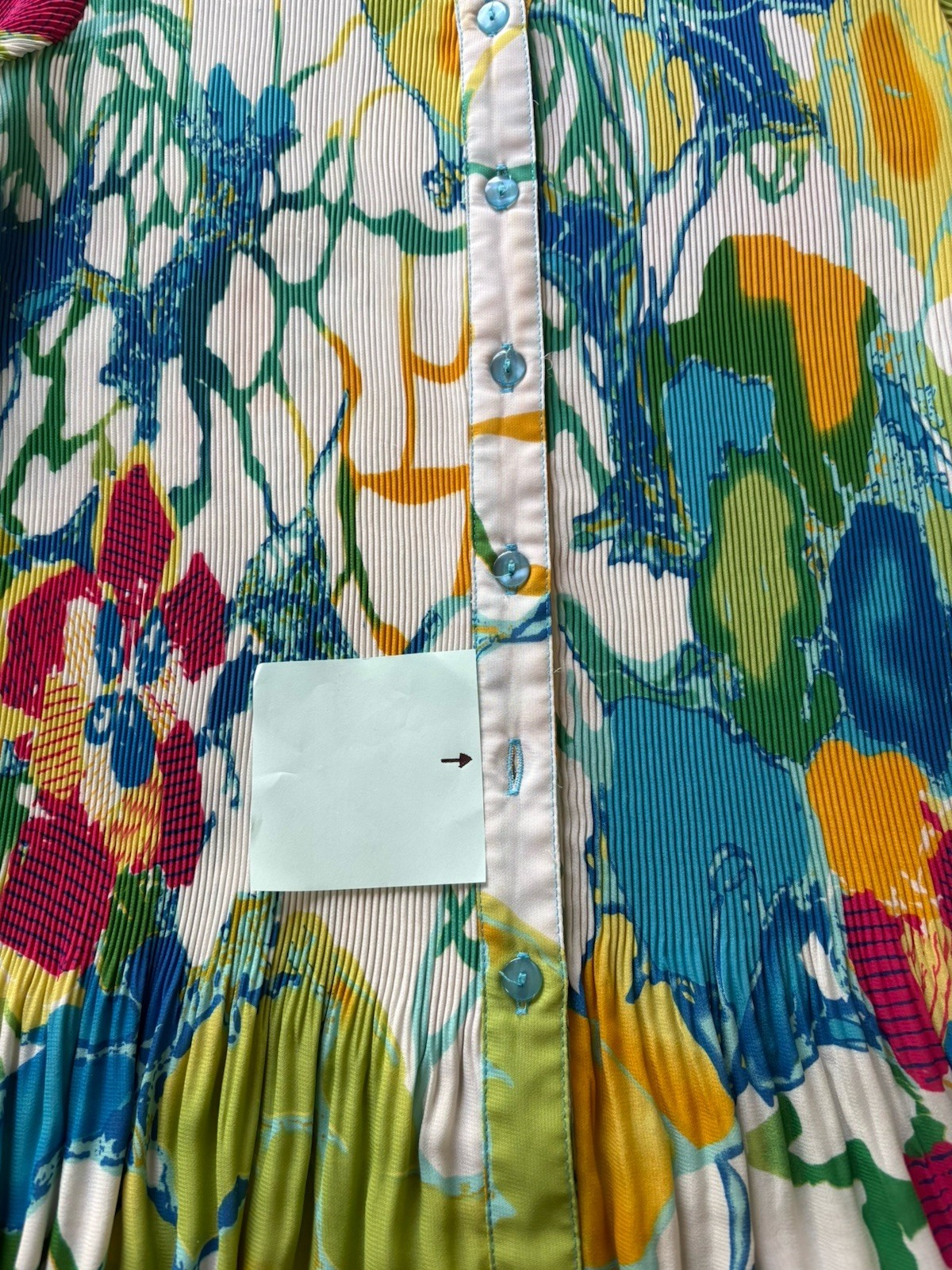Rossi Roma Vintage Y2K Pleated Dress Womens Large Colorful