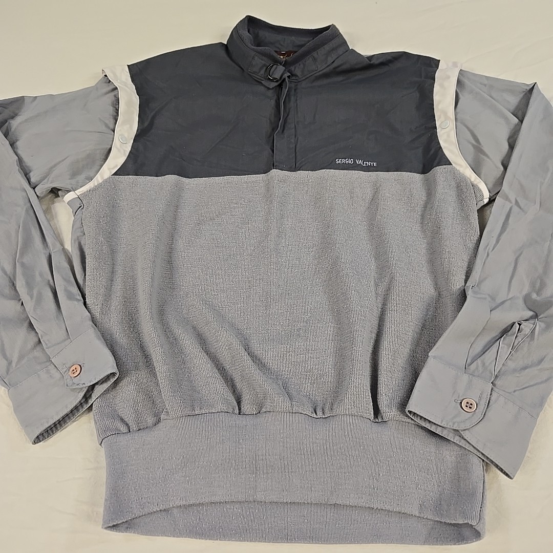 Vintage Sergio Valente 80’s Snap Sleeve Shirt Size Small Gray