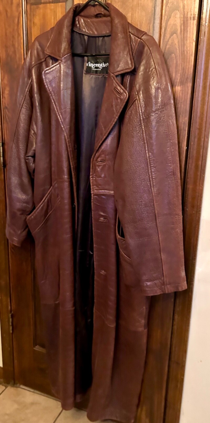 Women’s Long Brown Leather Midi Coat Vincent’s of Indiana Sz L