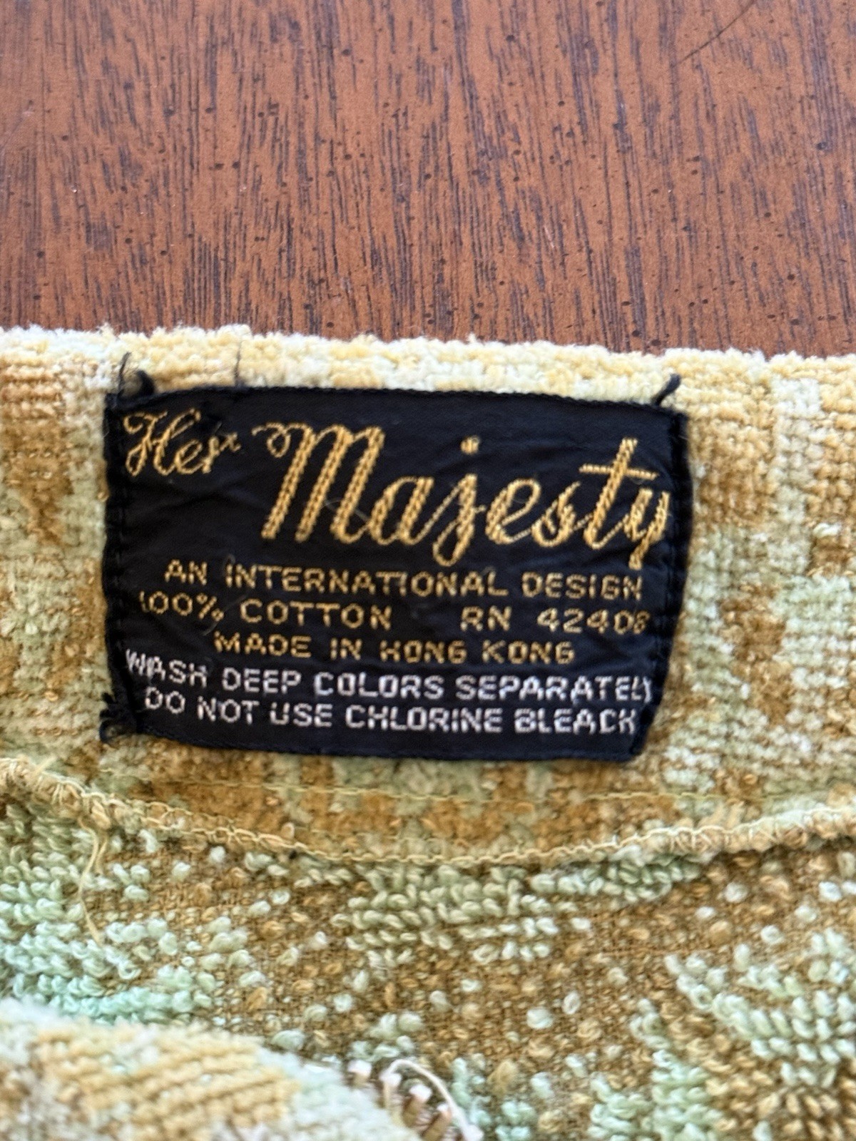 Vintage Her Majesty Green Cover Up Robe Terry Pockets 3/4 Sleeves Zip Up