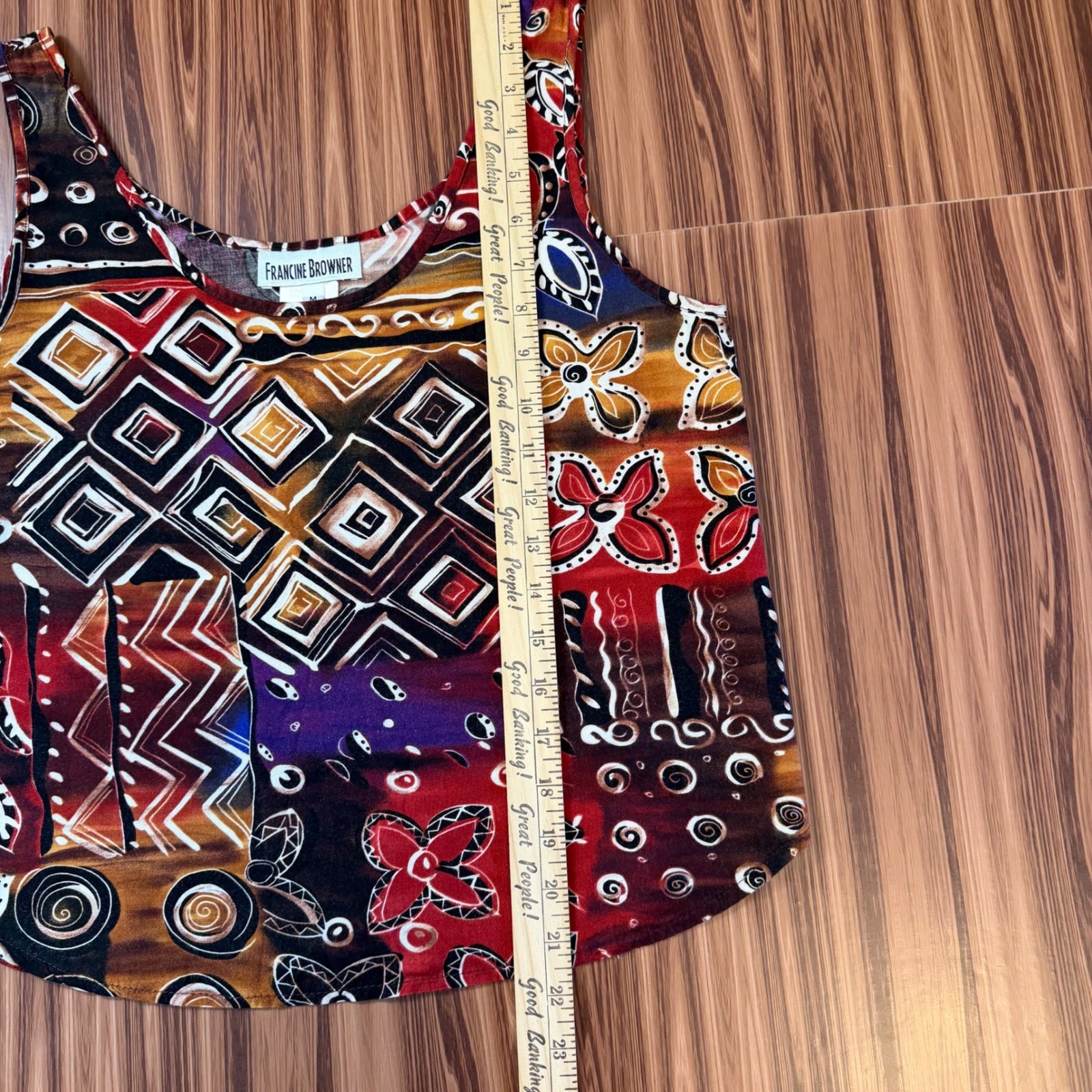 Boho Art Teacher Indie Festival Hippie 80s Vintage Eccentric Geometric Tank Med