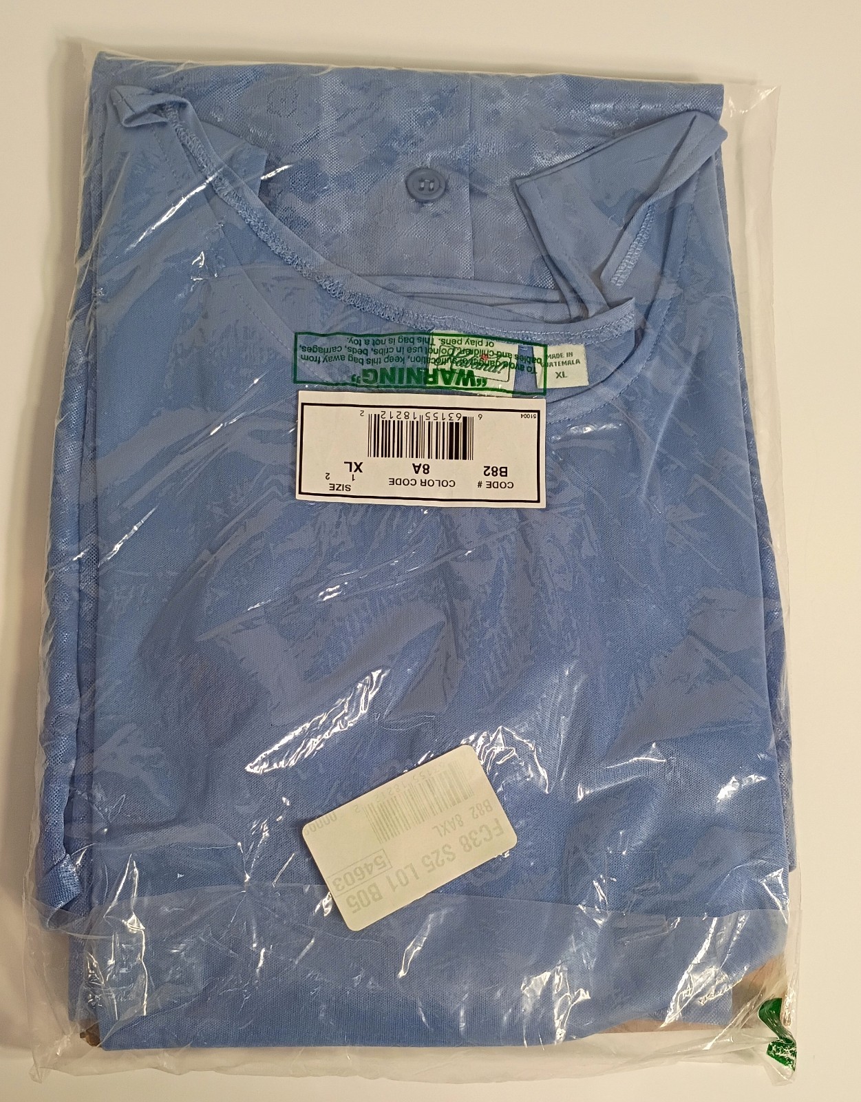 Vintage Blue Floral Blouse Women’s XL With Buttons Haband NEW Package, Silk Look
