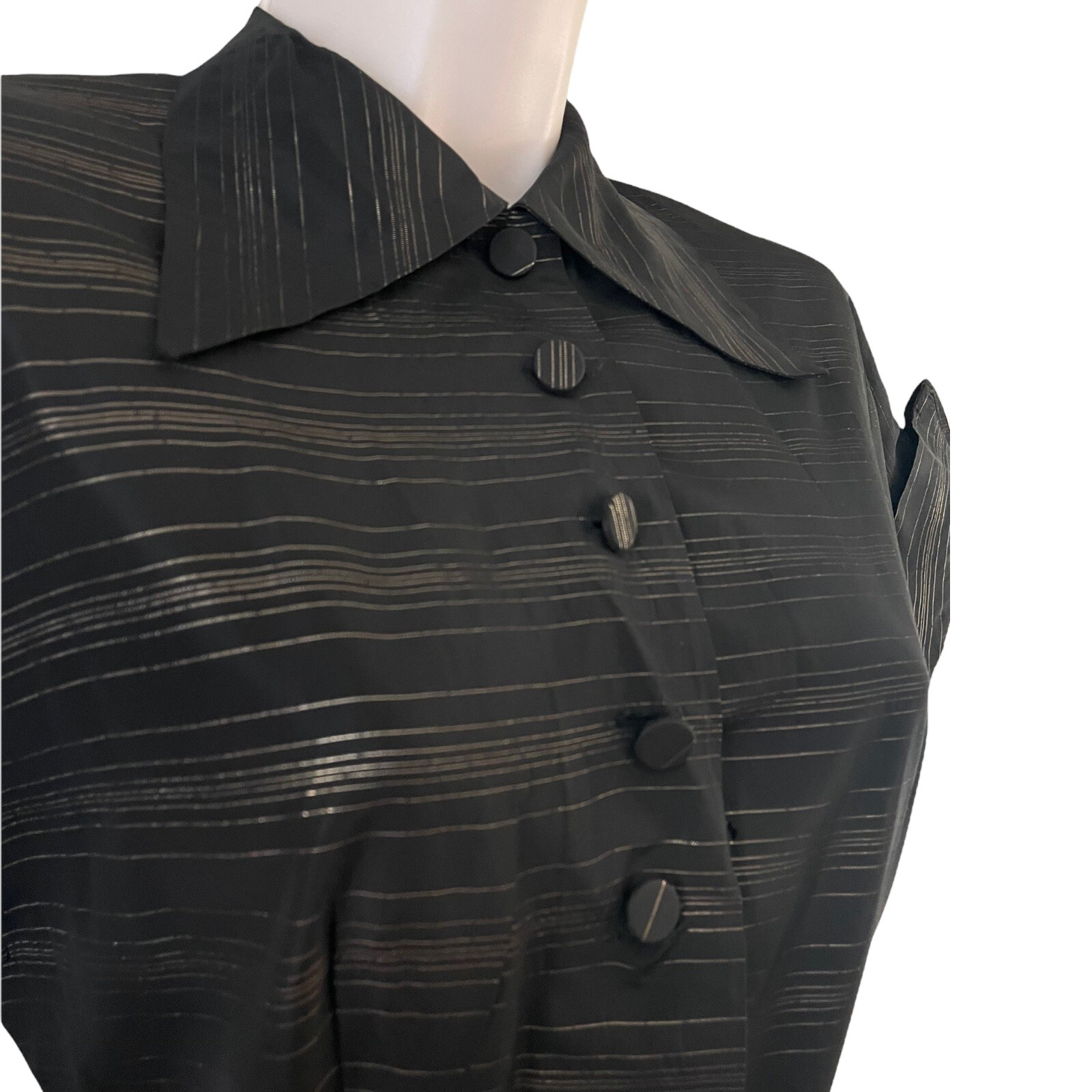 Vintage 1940s Black + Gold Dress w/ Pockets + Belt. Size S/M, USA