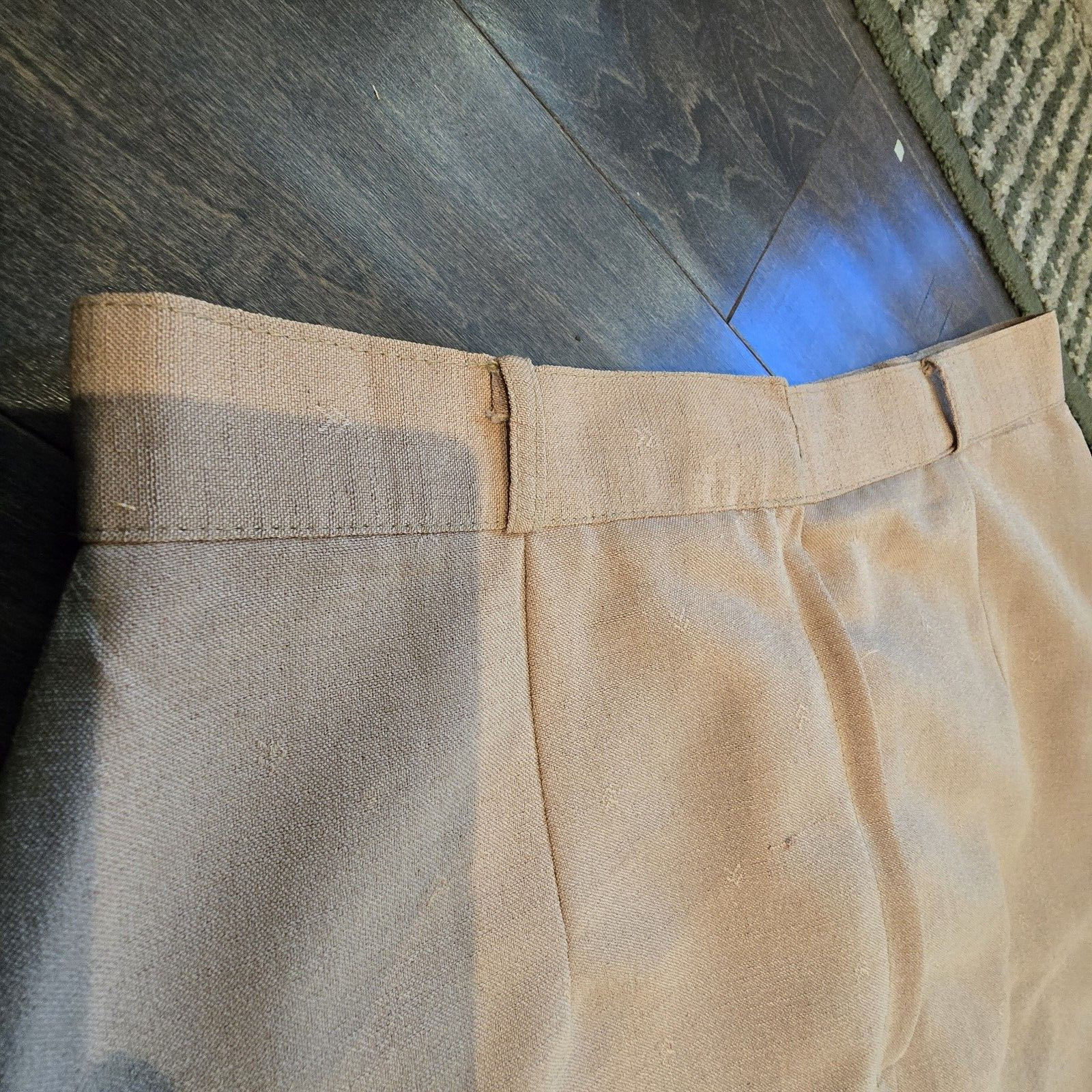 Vintage 60s 70s China Skirt Tan Khaki Chinese 27 Silk blend School XS Severance