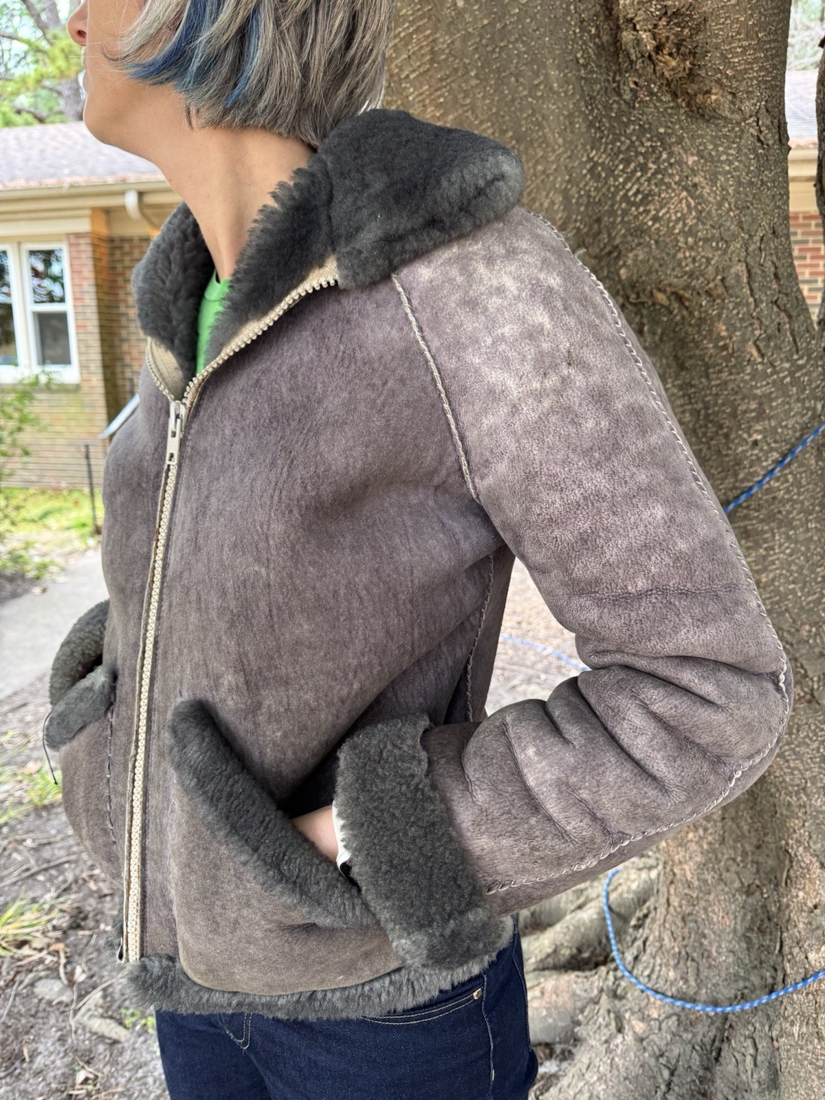 One Of A Kind: Vintage Unique Handmade Artesian Sheepskin Jacket. Warm & Comfy.