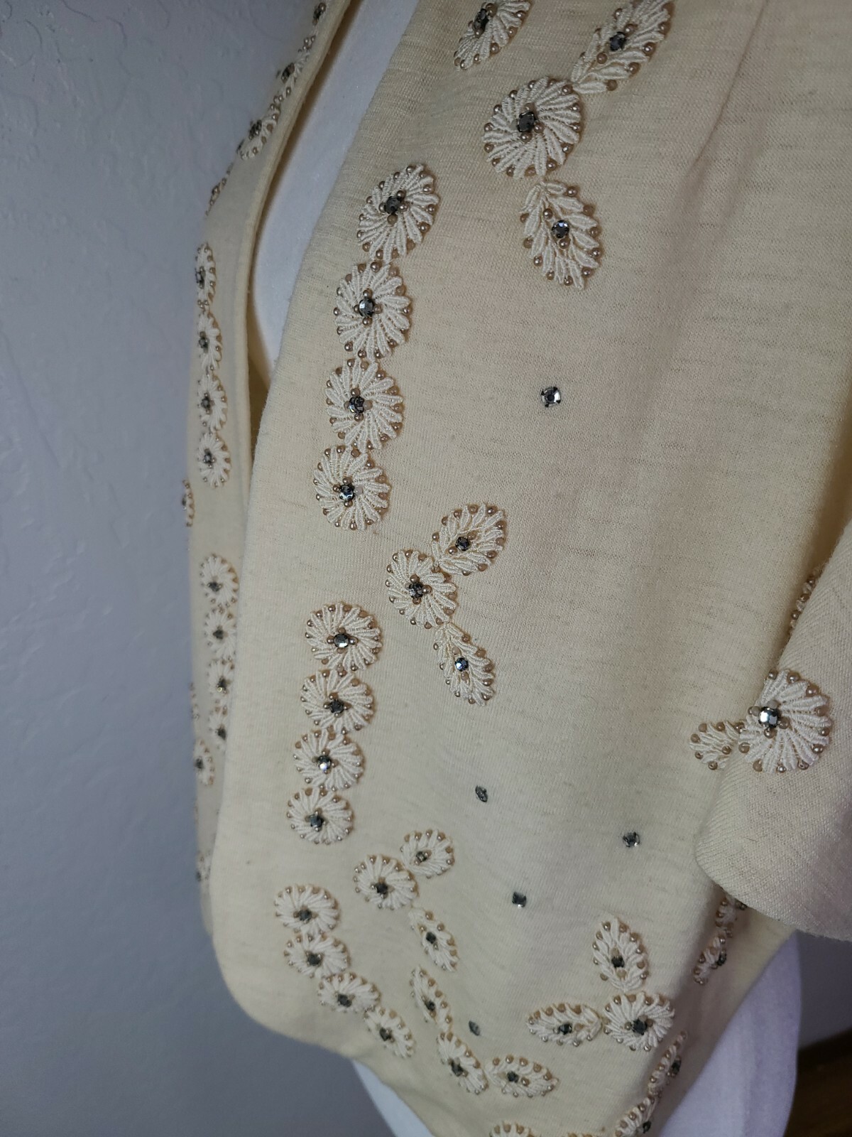 Vintage 1950s Shawl, Cape Or Bolero. Beaded Retro bling mad men house wife