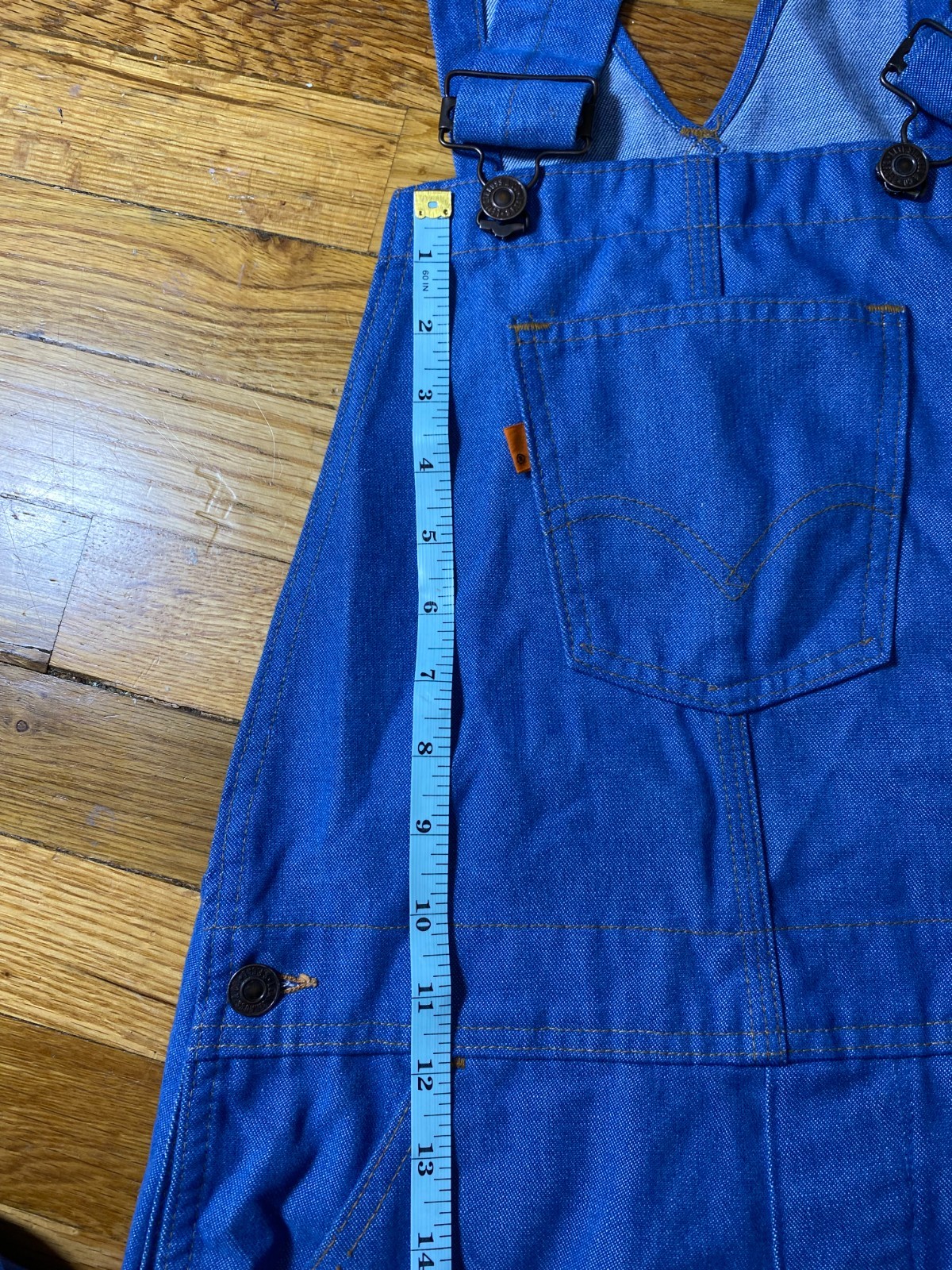 VINTAGE 70s Levis 799 Overalls Double Blank Orange Tab Flare Tags Attached 30×33