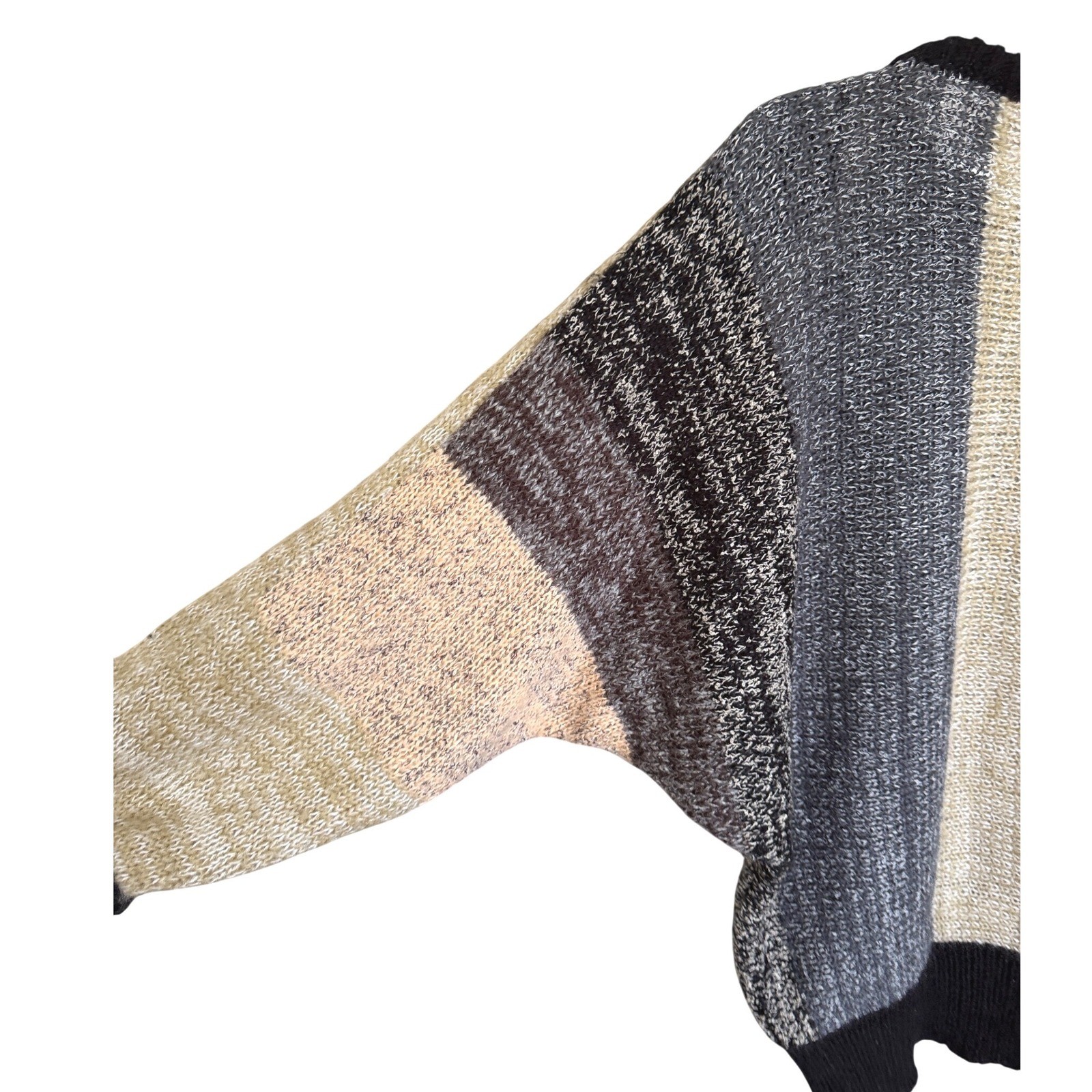 Vintage Tapestry Leaf Patchwork Sweater Women L Black Multi Color Art To Wear