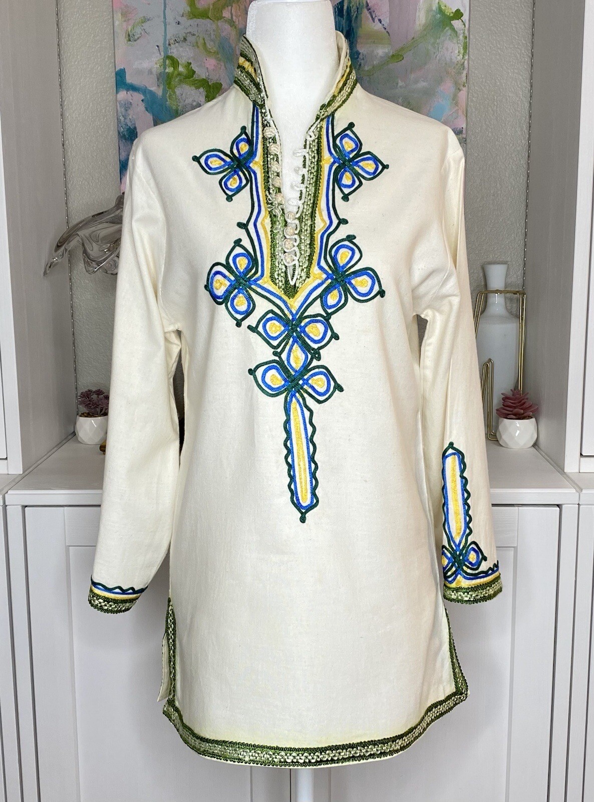 1960s Mr Glenn Tunic Braided Corded embellished Morocco Large