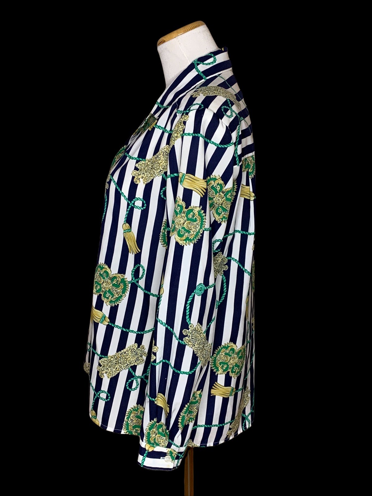 Vintage Pykettes Sz 10/M Women’s Stripe Chain Rope Scroll Blouse Nautical