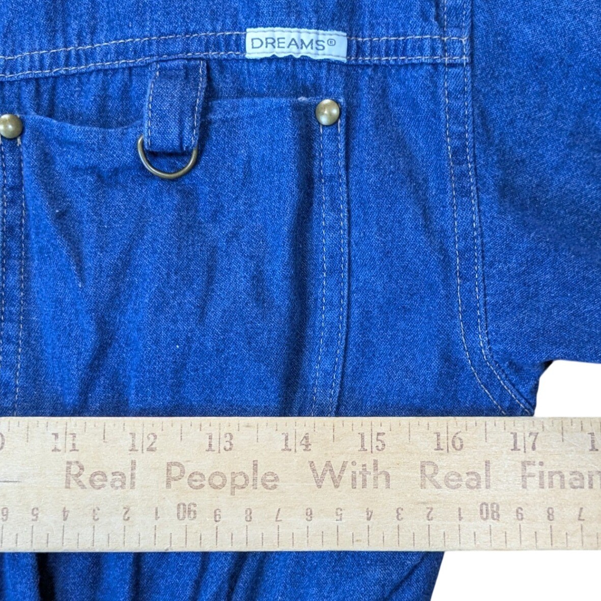 Vintage Dreams Denim Jumpsuit Womens 10 Blue Cotton Utility Boiler Suit Pleated