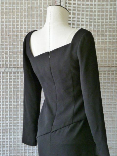 Vtg Designer WILLIAM TRAVILLA Black Mod Asymmetric 2-Layer Cocktail Dress~6=S