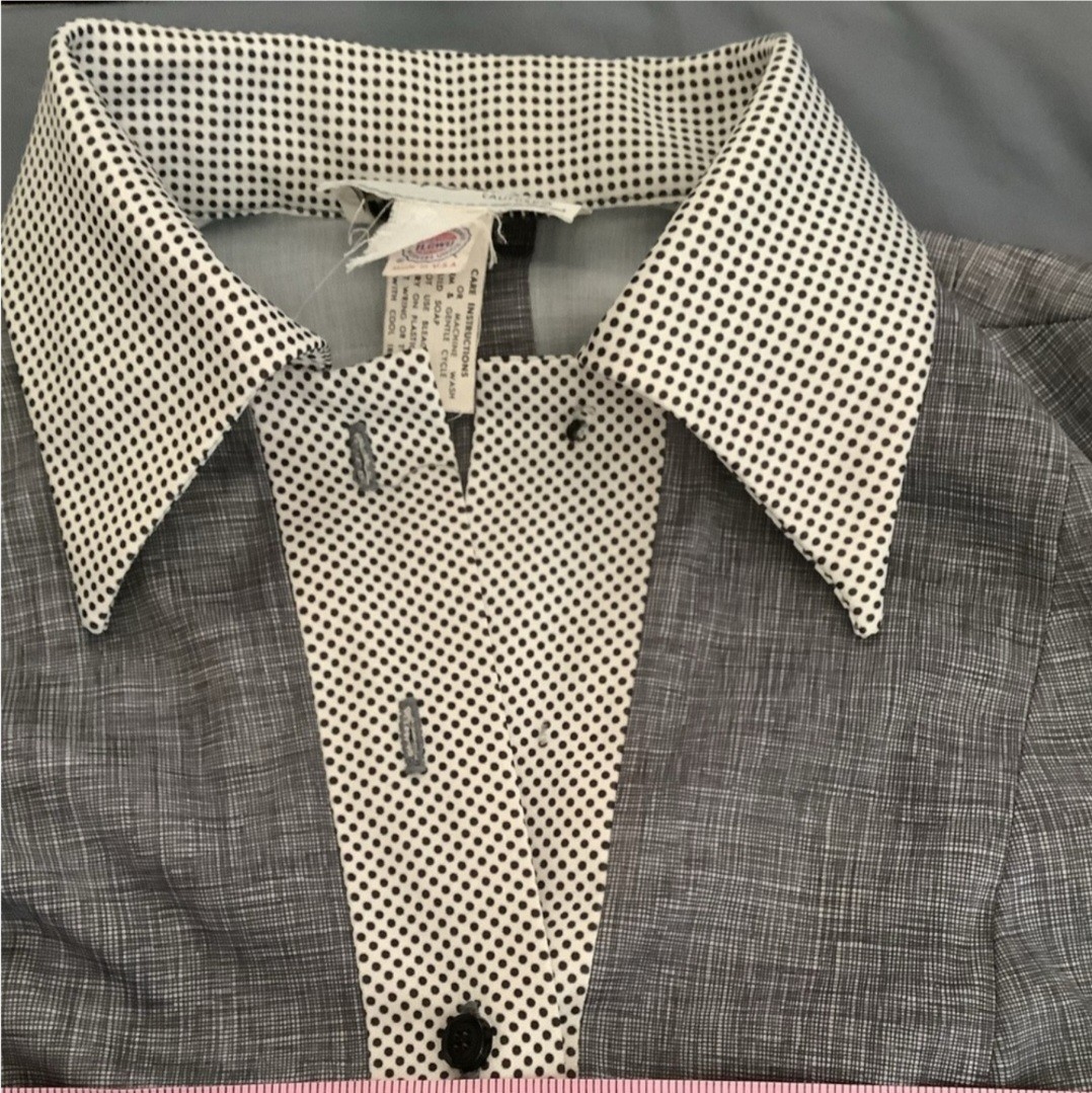 VTG 50’s Fred Rothschild Gray Heathered Collared Dress Button Up Women’s Large