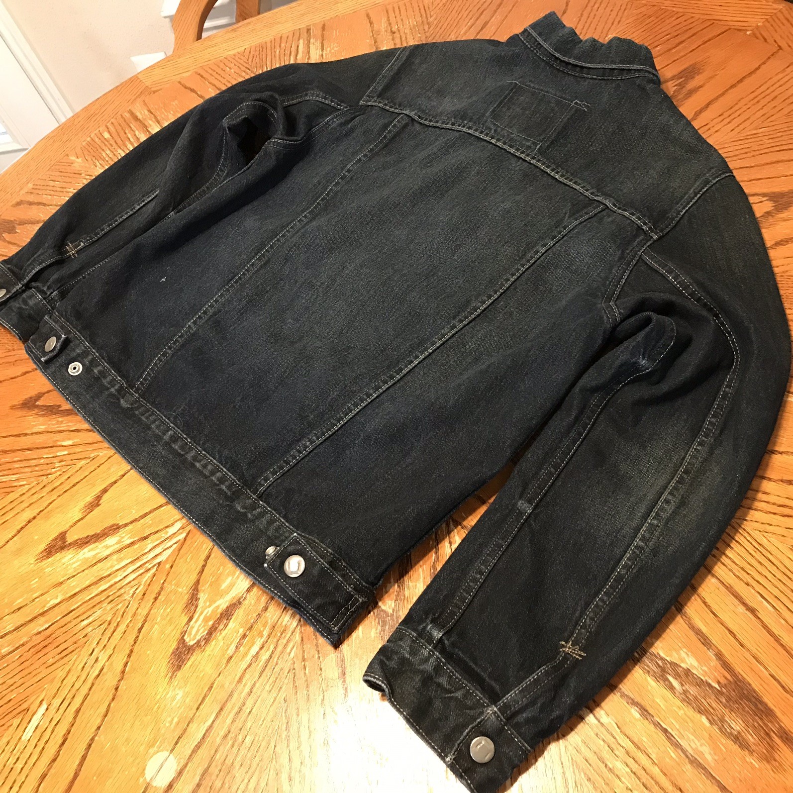 LEVIS Jean Jacket Moto Style Trucker #57540 Denim Zipper Rare Snaps Vintage XL