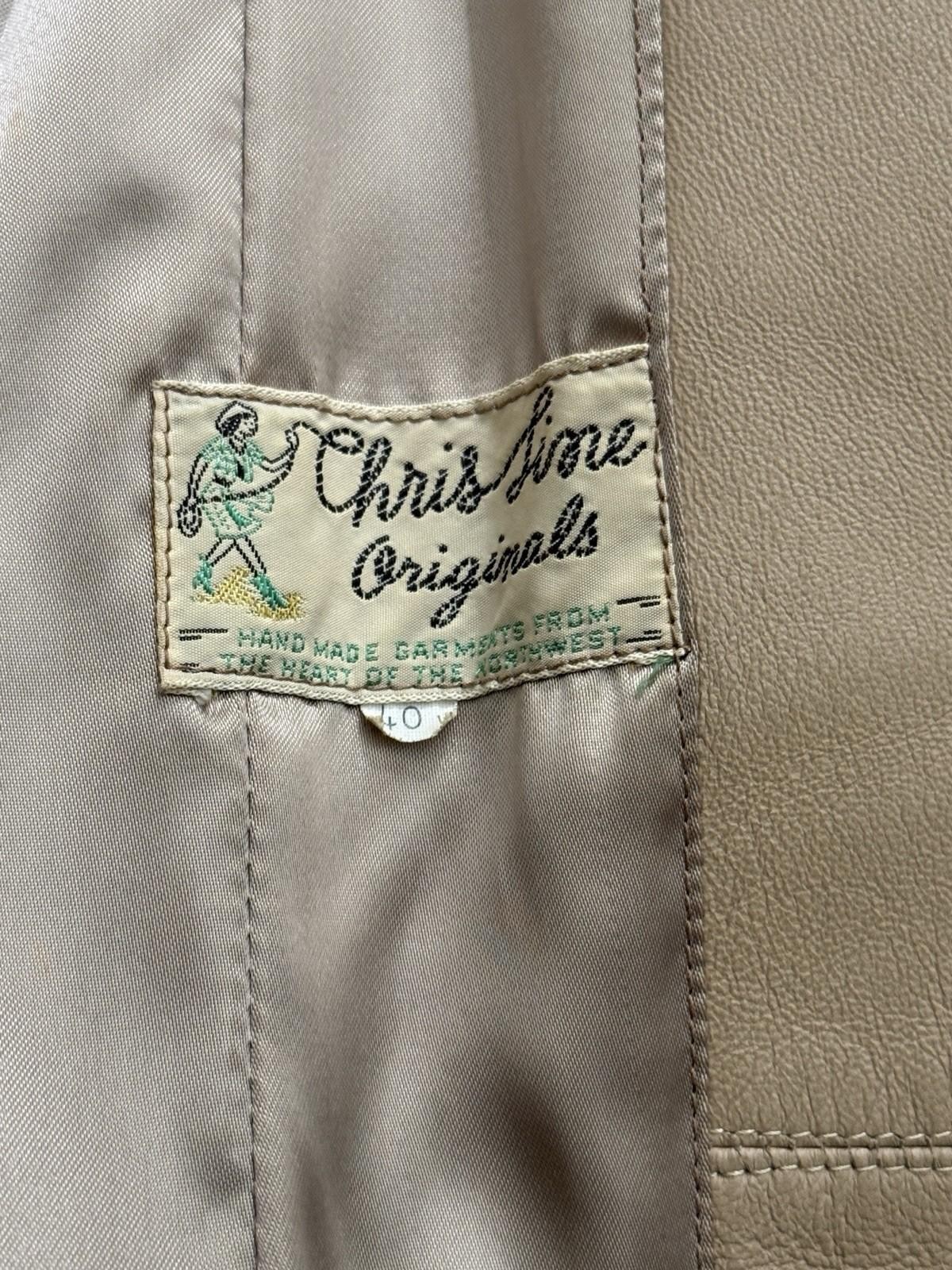 Vtg 60s Chris Line Originals Simple Deerskin Tan Leather Jacket