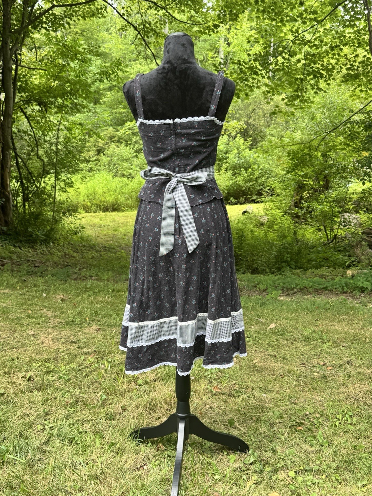 Gunne Sax by Jessica San Francisco black dress Corset Sundress Size 9