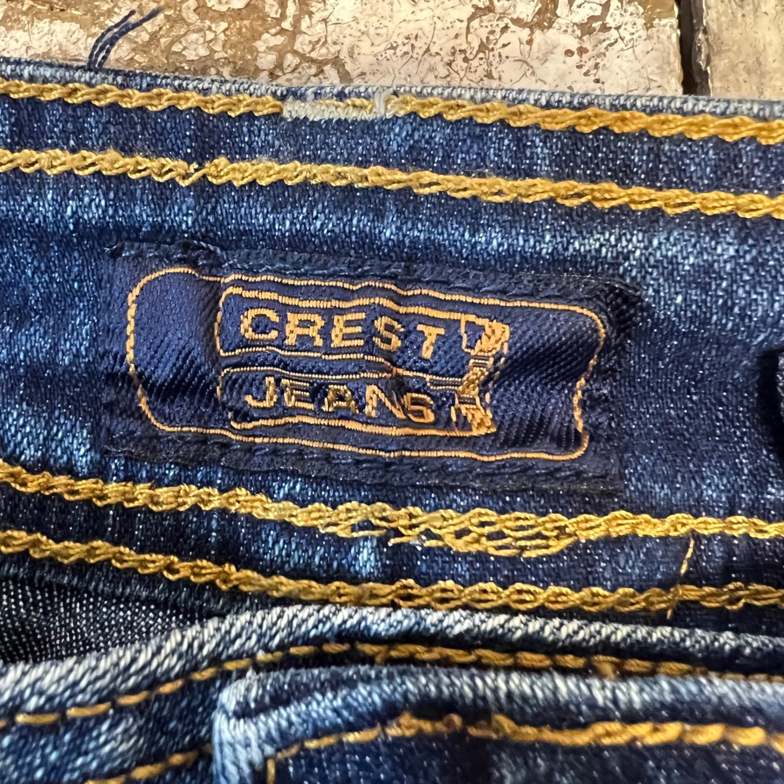 Crest Y2K Flare Wide Jeans Low Rise Pocket Detail Stretch Denim 13/14